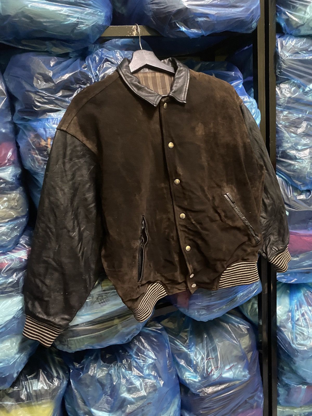 Japanese Brand Vintage SAB STREET Brown Suede Leather Varsity Jacket Snap Size US L / EU 52-54 / 3 - 4 Thumbnail