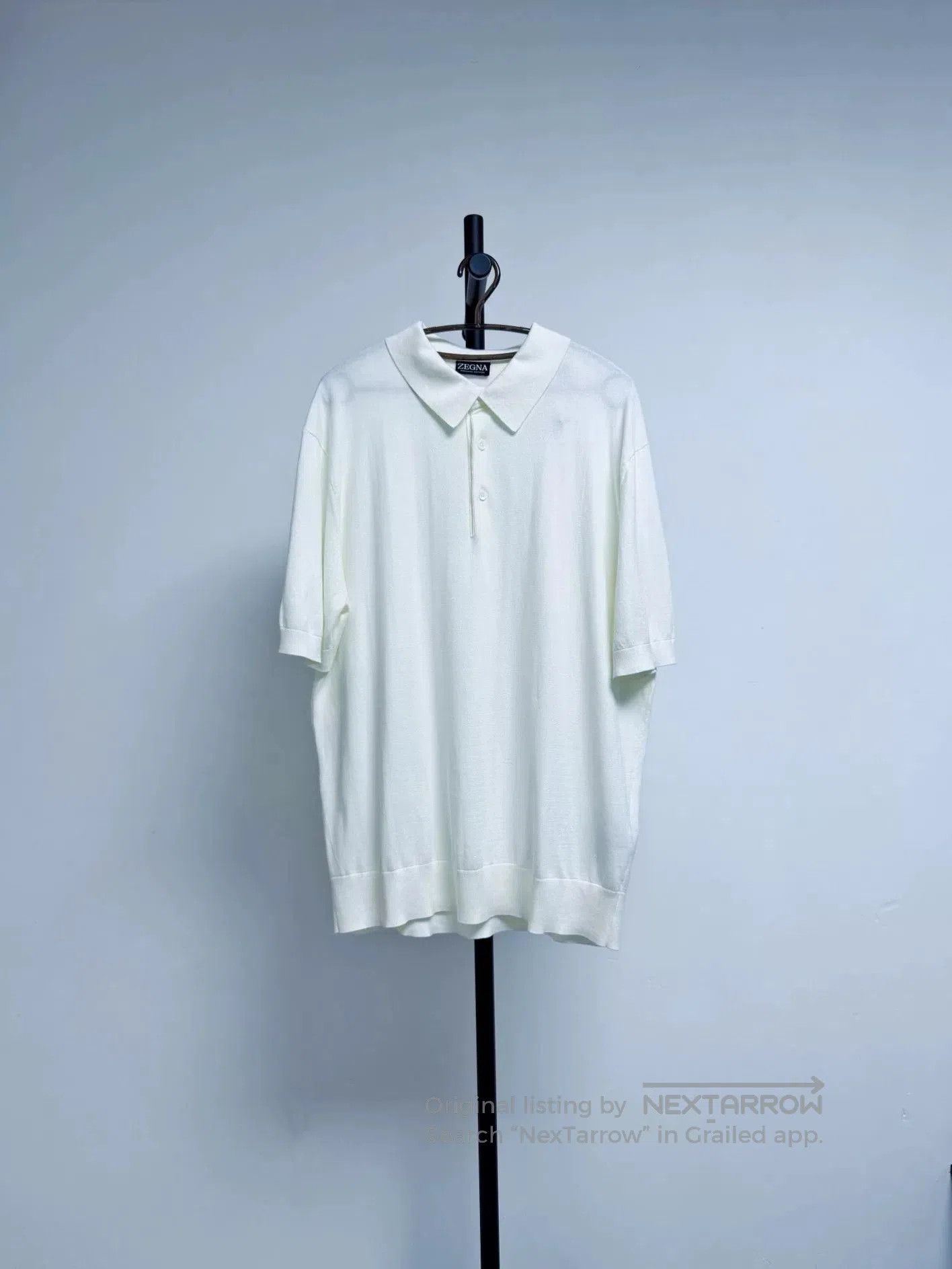 Ermenegildo Zegna ZEGNA Men's White Short-Sleeve Polo. Size US XL / EU 56 / 4 - 8 Thumbnail