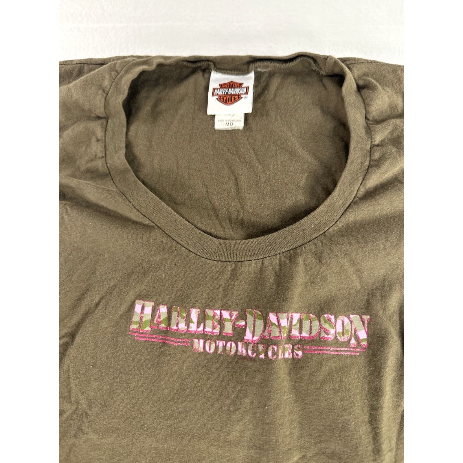 Harley Davidson VTG Harley-Davidson Womens M Medium Brown Tee Y2K Motorcycle Shirt Size M / US 6-8 / IT 42-44 - 2 Thumbnail