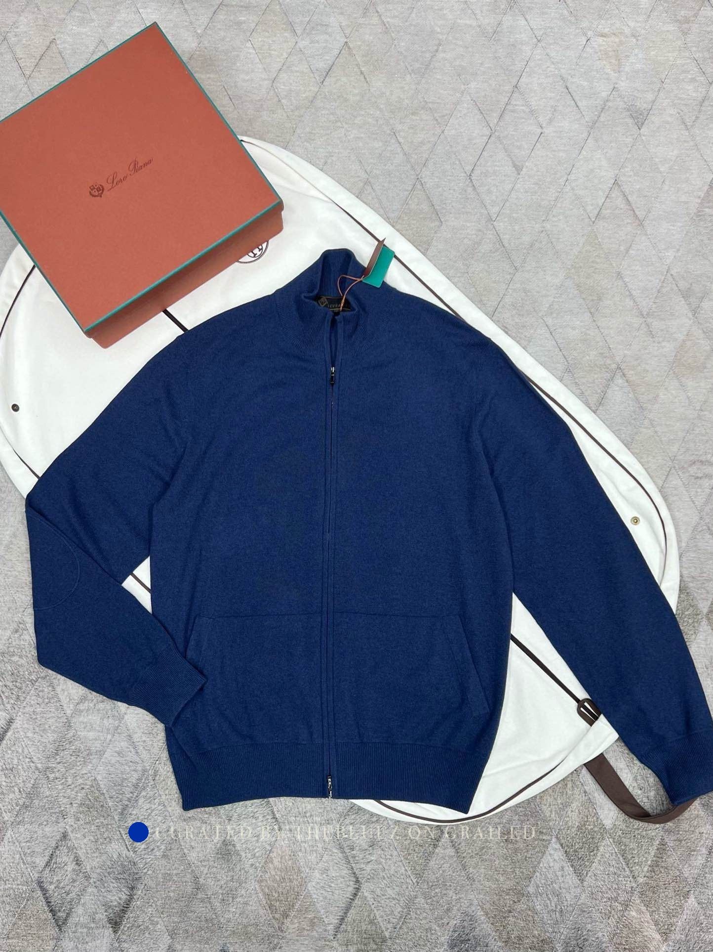 Loro Piana Blue Zip-Up Knit Sweater - XL Size US XL / EU 56 / 4 - 1 Thumbnail