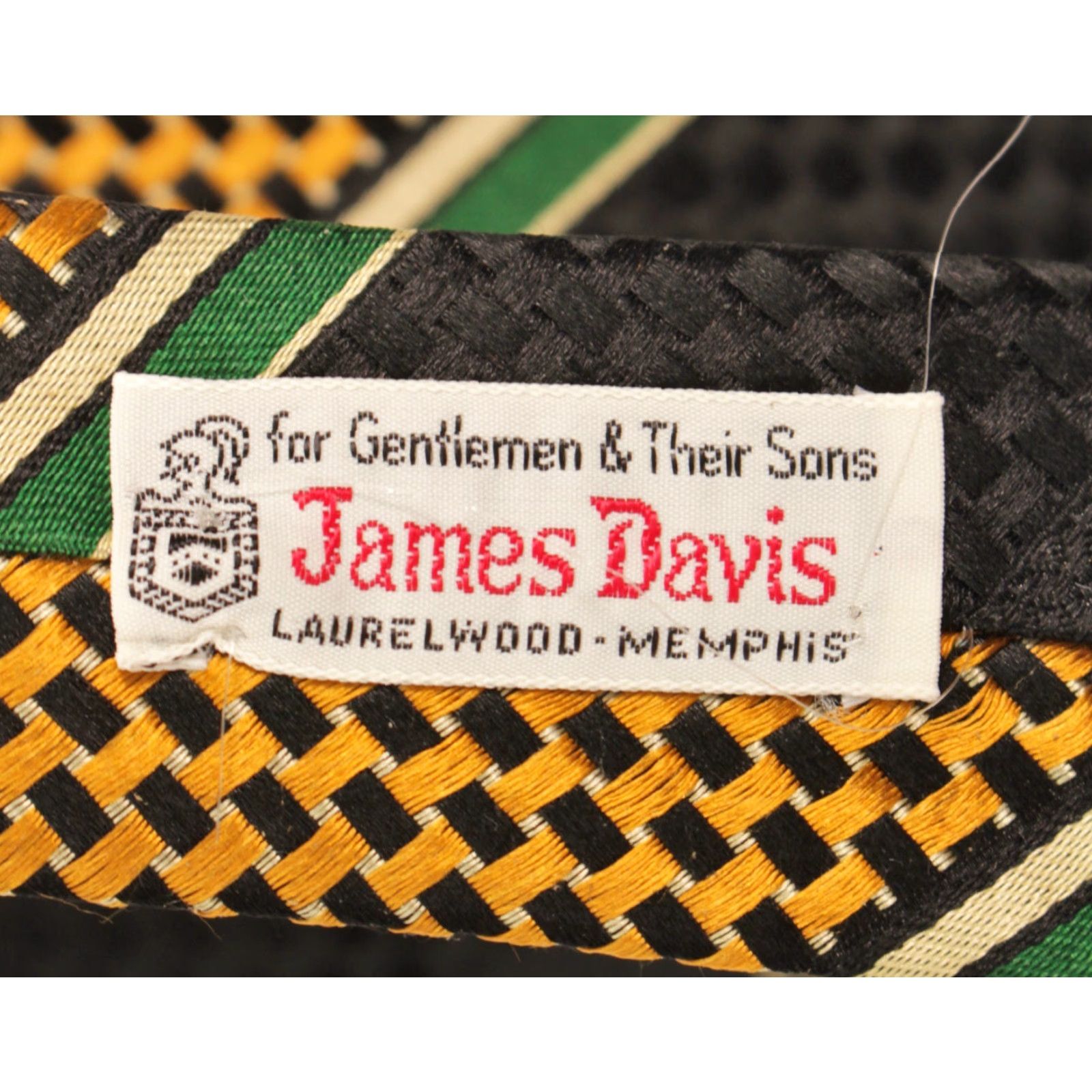 Vintage VINTAGE James Davis 70s Neck Tie Mens Silk Tie Black Green & Yellow Striped NOS VTG Good Condition 59.75" L 4" W Size ONE SIZE - 5 Thumbnail