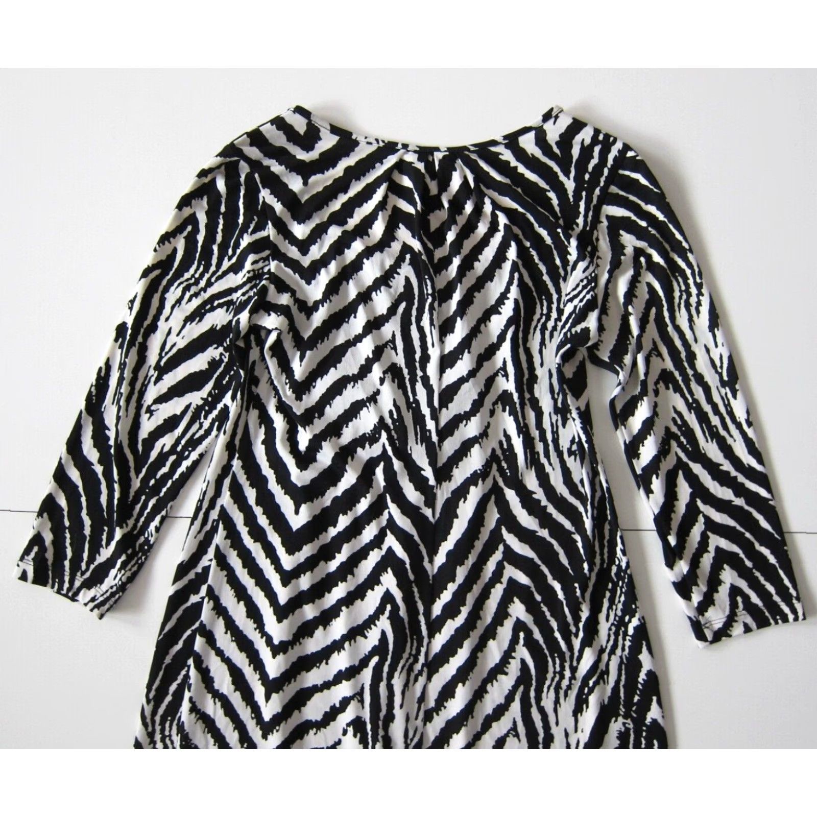 Vintage En Focus Studio Black White Zebra Stretch Beaded A-Line Shift Tunic Dress 4 Size S / US 4 / IT 40 - 5 Thumbnail