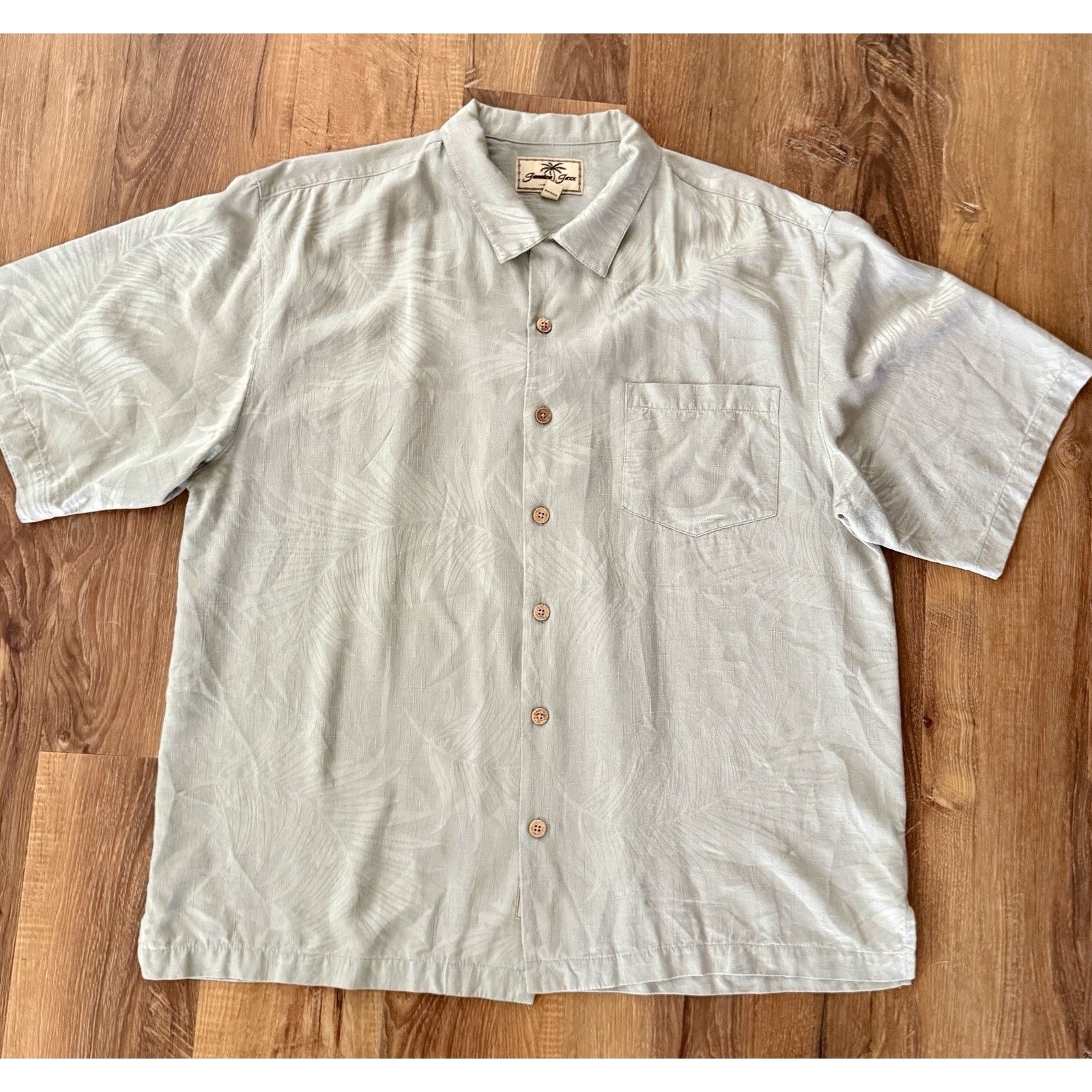 Other Jamaica Jaxx Men's Light Green Silk Button Down SS Shirt Size US L / EU 52-54 / 3 - 1 Thumbnail