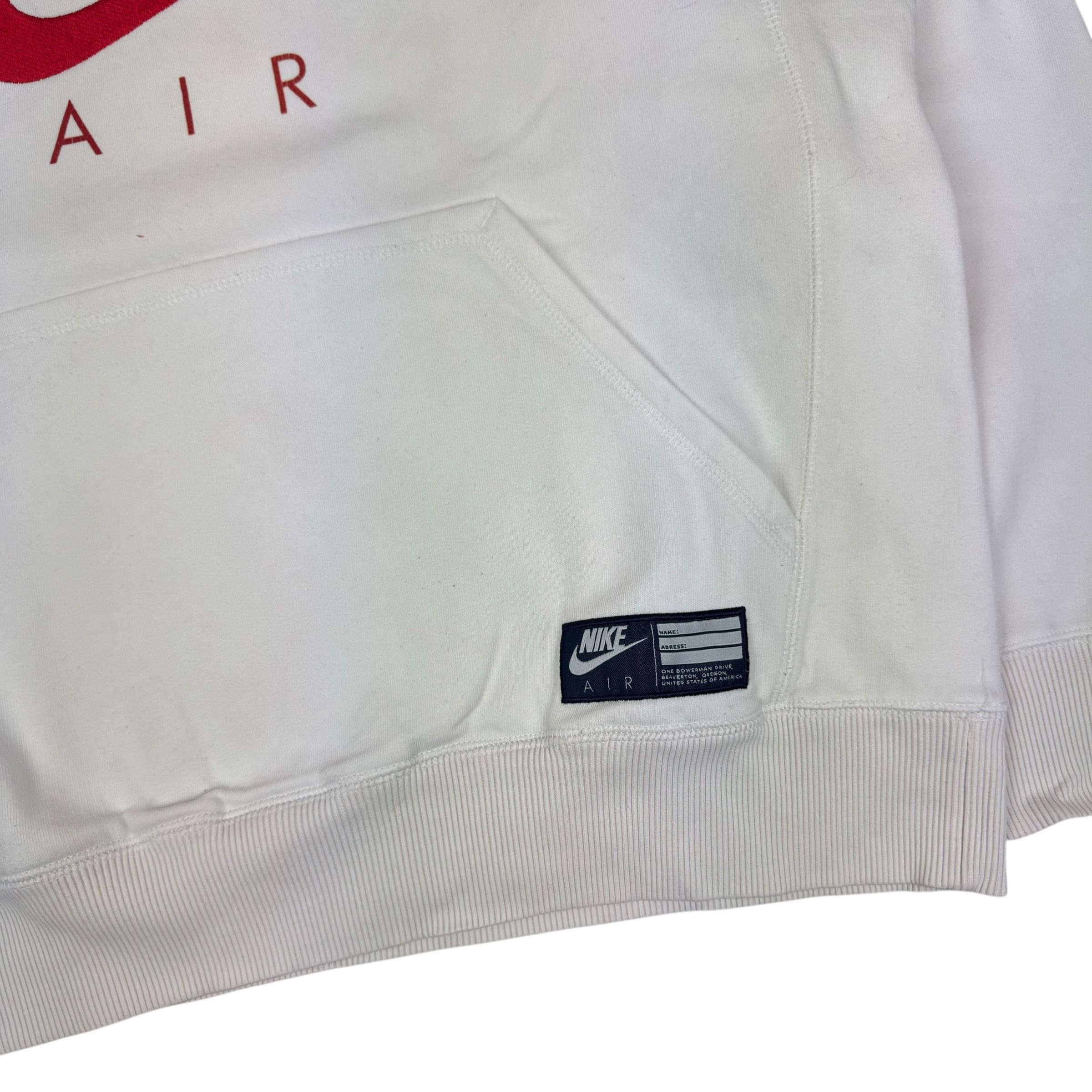 Nike Nike Air Men's White Red Logo Fleece Lined Pullover Hoodie L Size US L / EU 52-54 / 3 - 10 Thumbnail
