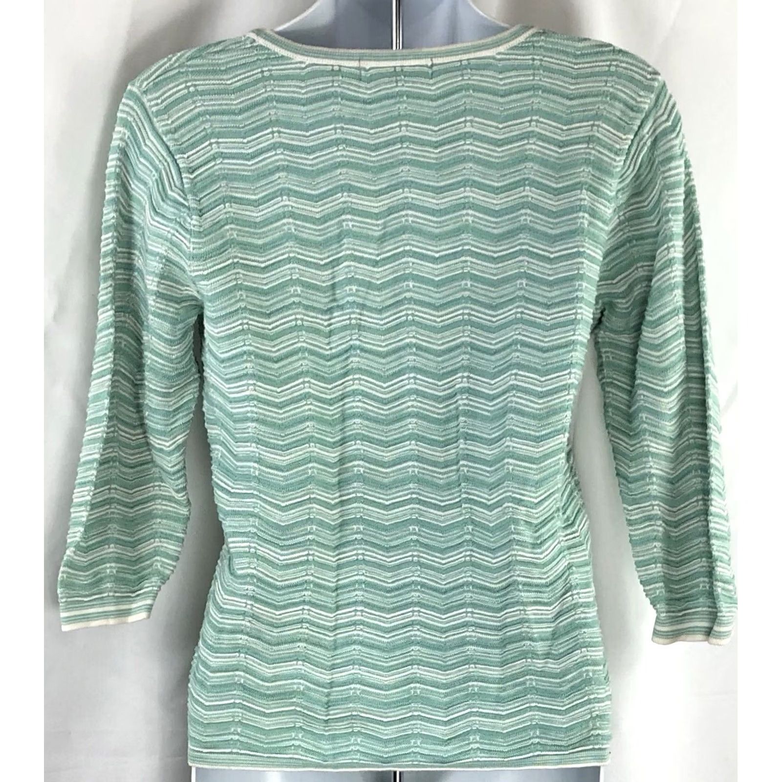 Vintage Vintage IE Cropped Crochet Top PM Green Blue 3/4sleeve Fairy Romantic Hippie Y2K Size M / US 6-8 / IT 42-44 - 3 Thumbnail