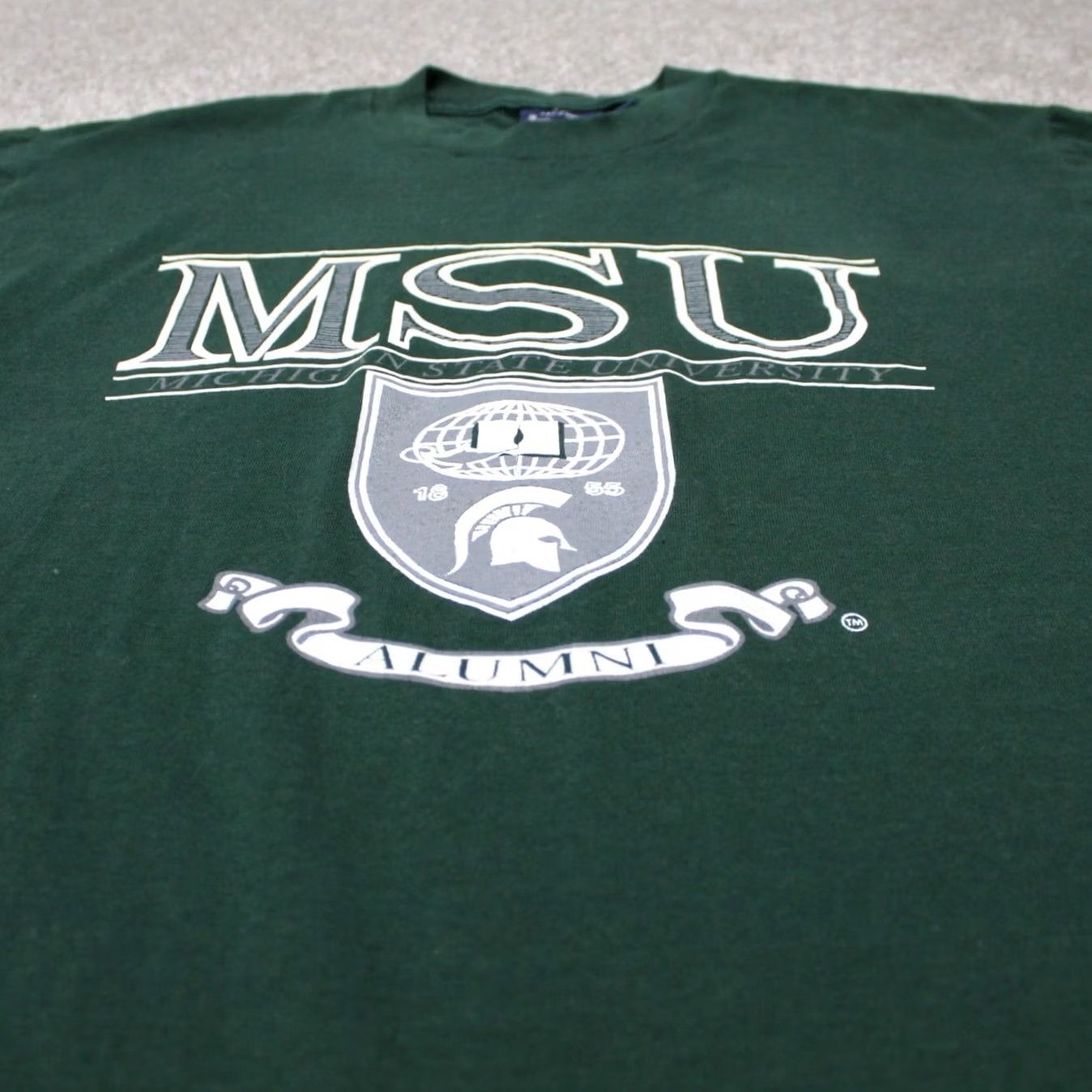 Jansport VINTAGE Jansport Michigan State Alumni Shirt Mens Large Green S/S Crew Neck 90s College Graphic Print Single Stitch Sportsman Mens Size US L / EU 52-54 / 3 - 7 Thumbnail