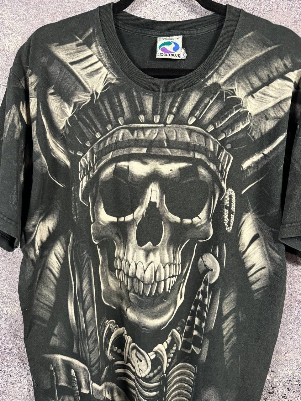 Liquid Blue × Vintage 90's Vintage 1997 Liquid Blue Shirt XL Skeleton Indian AOP Size US L / EU 52-54 / 3 - 5 Thumbnail