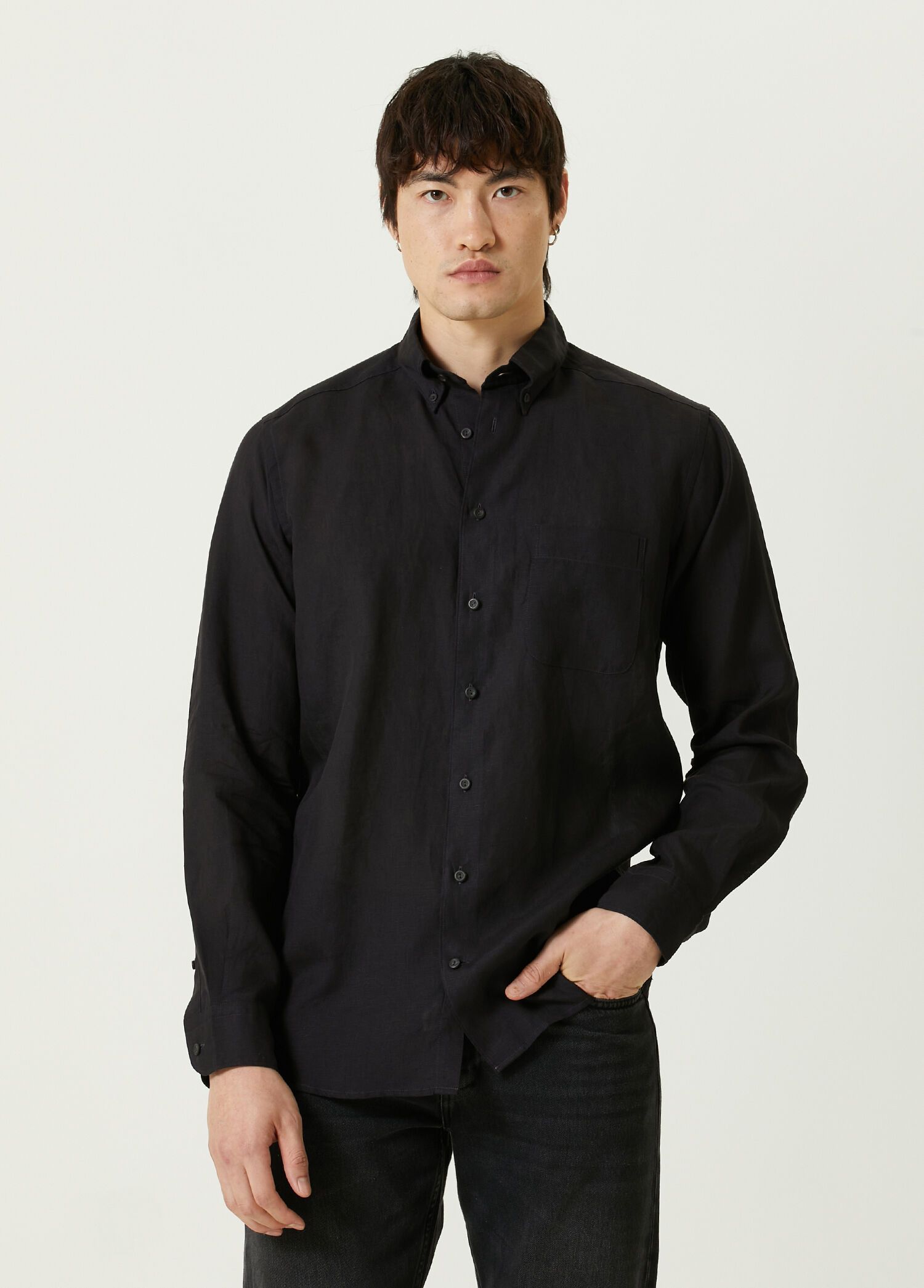 Eton ETON of Sweden contemporary fit black linen shirt 43 XL Size US XL / EU 56 / 4 - 1 Thumbnail