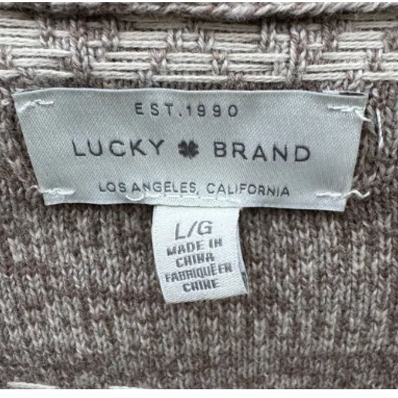 Lucky Brand Lucky Brand Womens Large Cotton Caridgan Tan Stripe Sweater Size L / US 10 / IT 46 - 3 Thumbnail