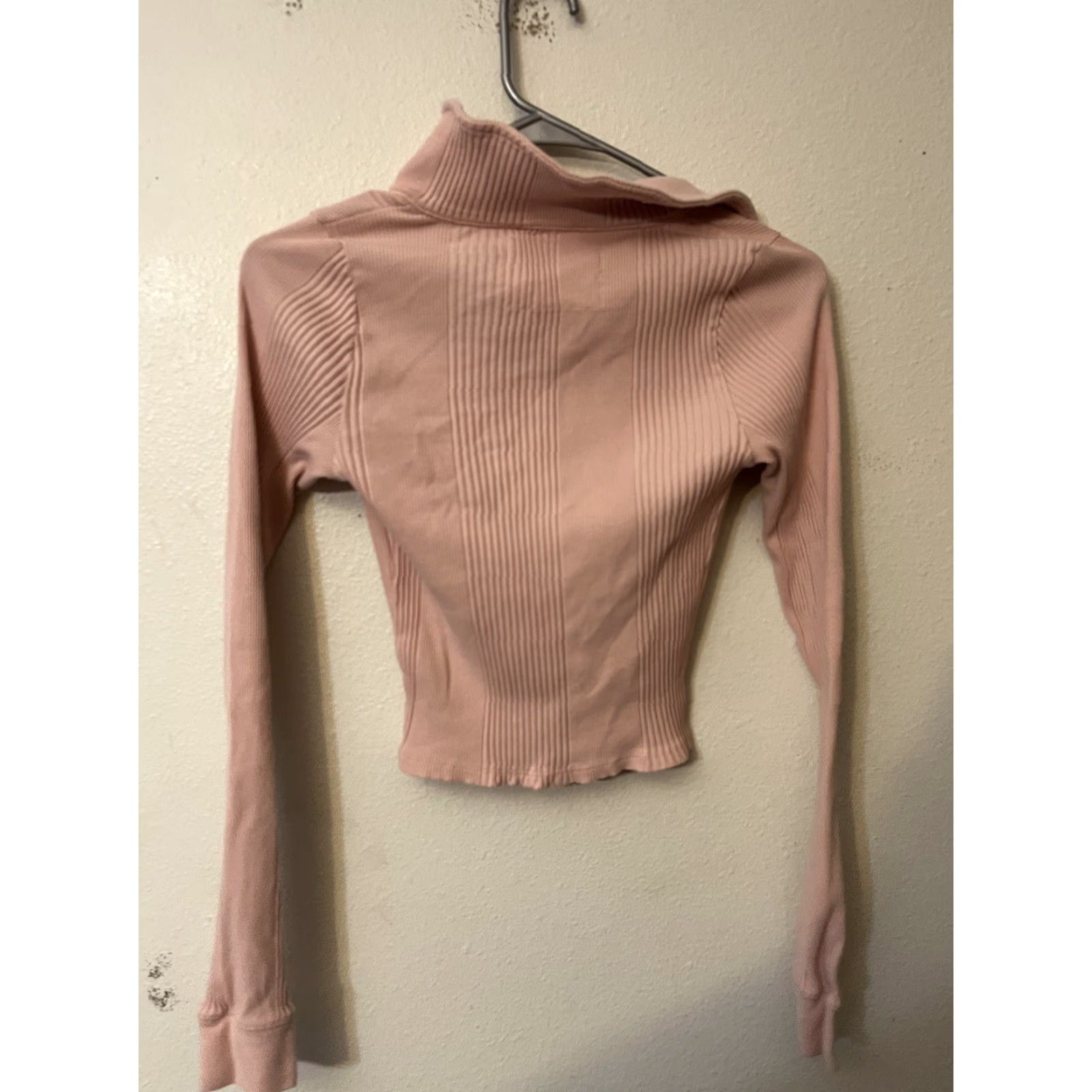 Vintage Aerie Pink Ribbed Cropped Collared Polo Sweater Long Sleeve Top S Womens EUC Size S / US 4 / IT 40 - 3 Thumbnail