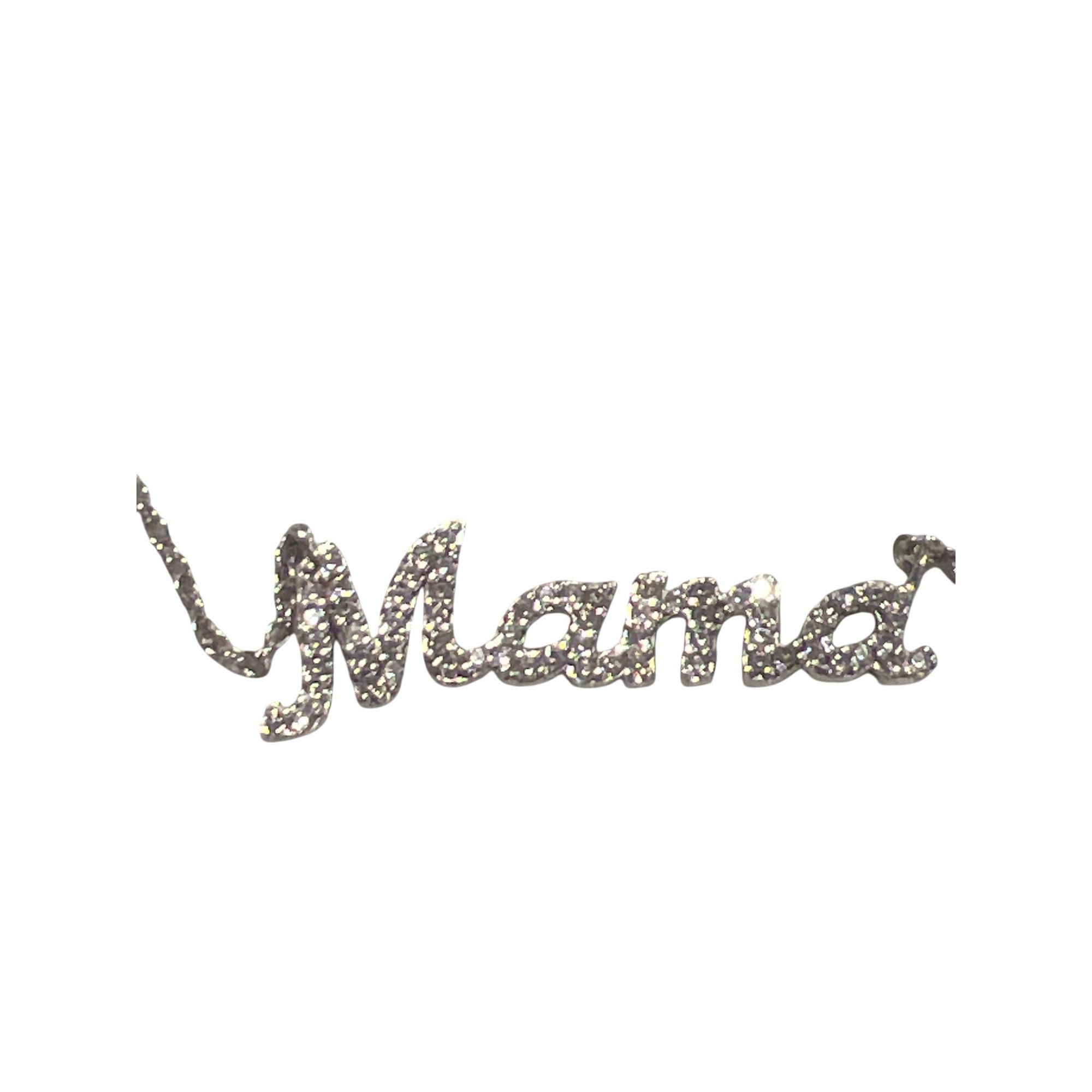 Other Vintage Sterling Silver Mama Script Pendant Necklace CZ Ston Size ONE SIZE - 2 Thumbnail