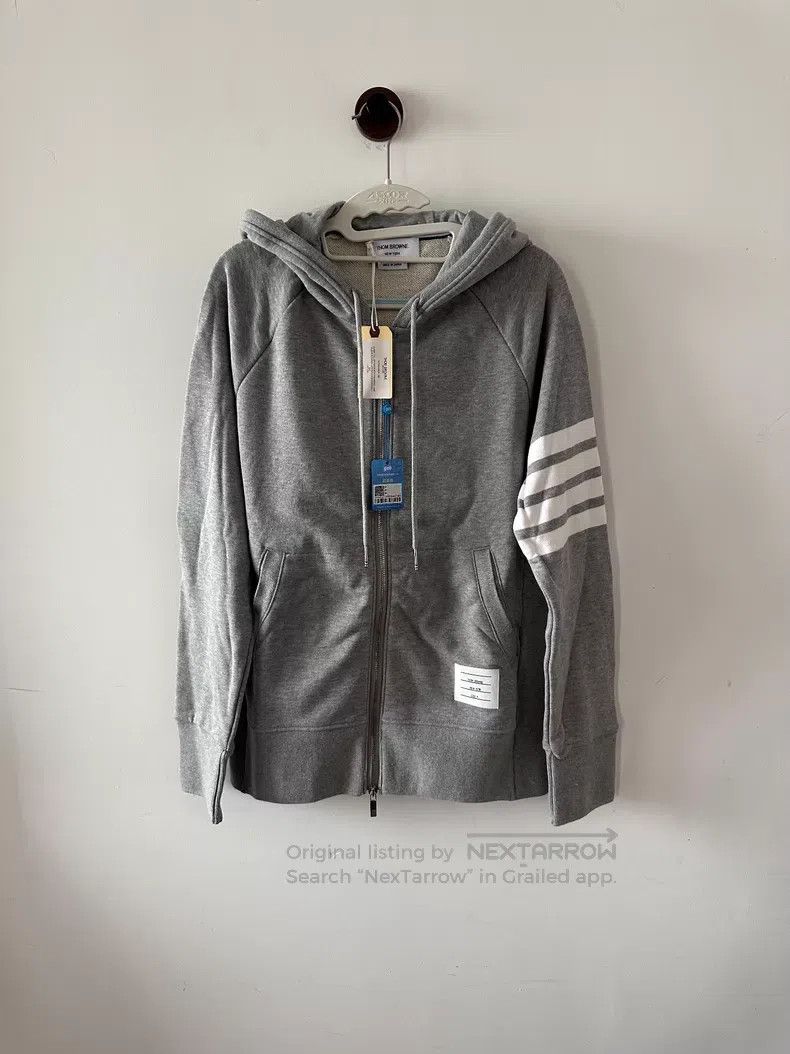Thom Browne Thom Browne Grey Zip-Up Hoodie Size US XL / EU 56 / 4 - 1 Thumbnail