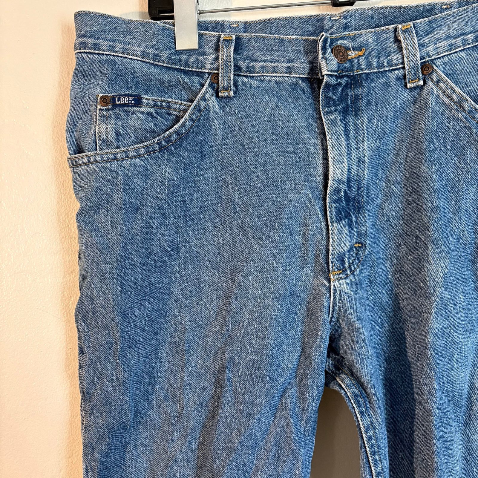 Lee × Vintage Vintage 80s Lee Blue Denim Medium Wash Straight Leg Jeans Size US 36 / EU 52 - 2 Thumbnail