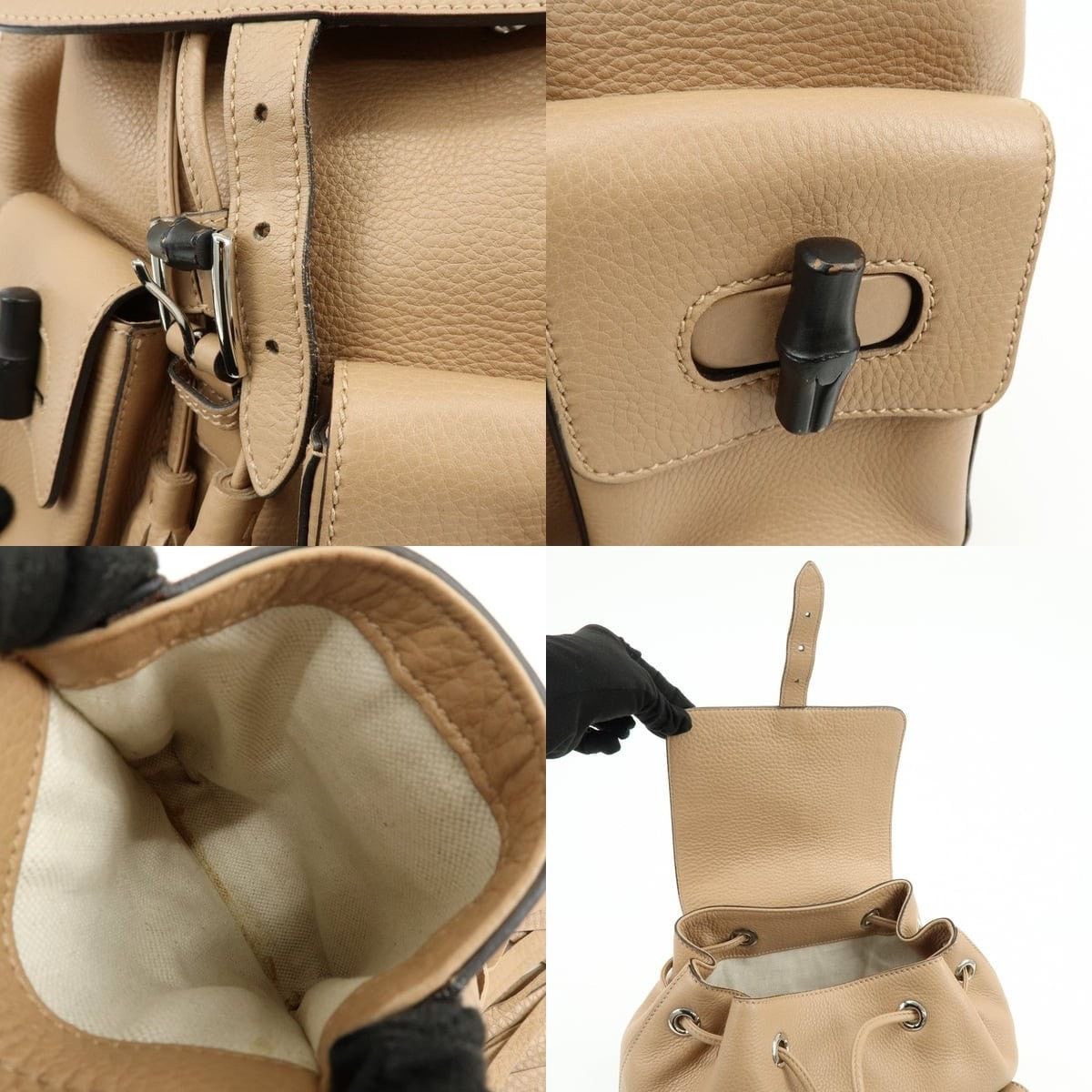 Gucci Gucci Bamboo Tassel Calfskin Backpack Tan Size ONE SIZE - 6 Thumbnail
