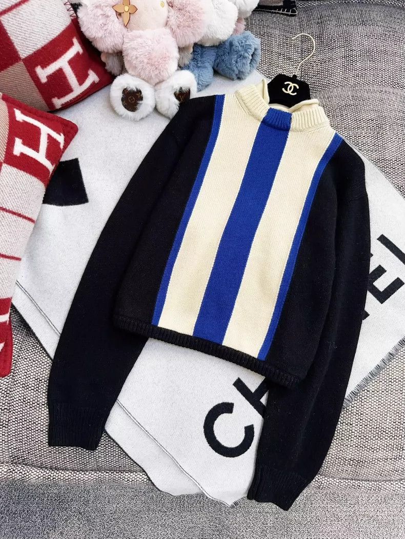 Hermes Hermes Black Blue White Striped Knit Sweater-2506 Size S / US 4 / IT 40 - 6 Thumbnail