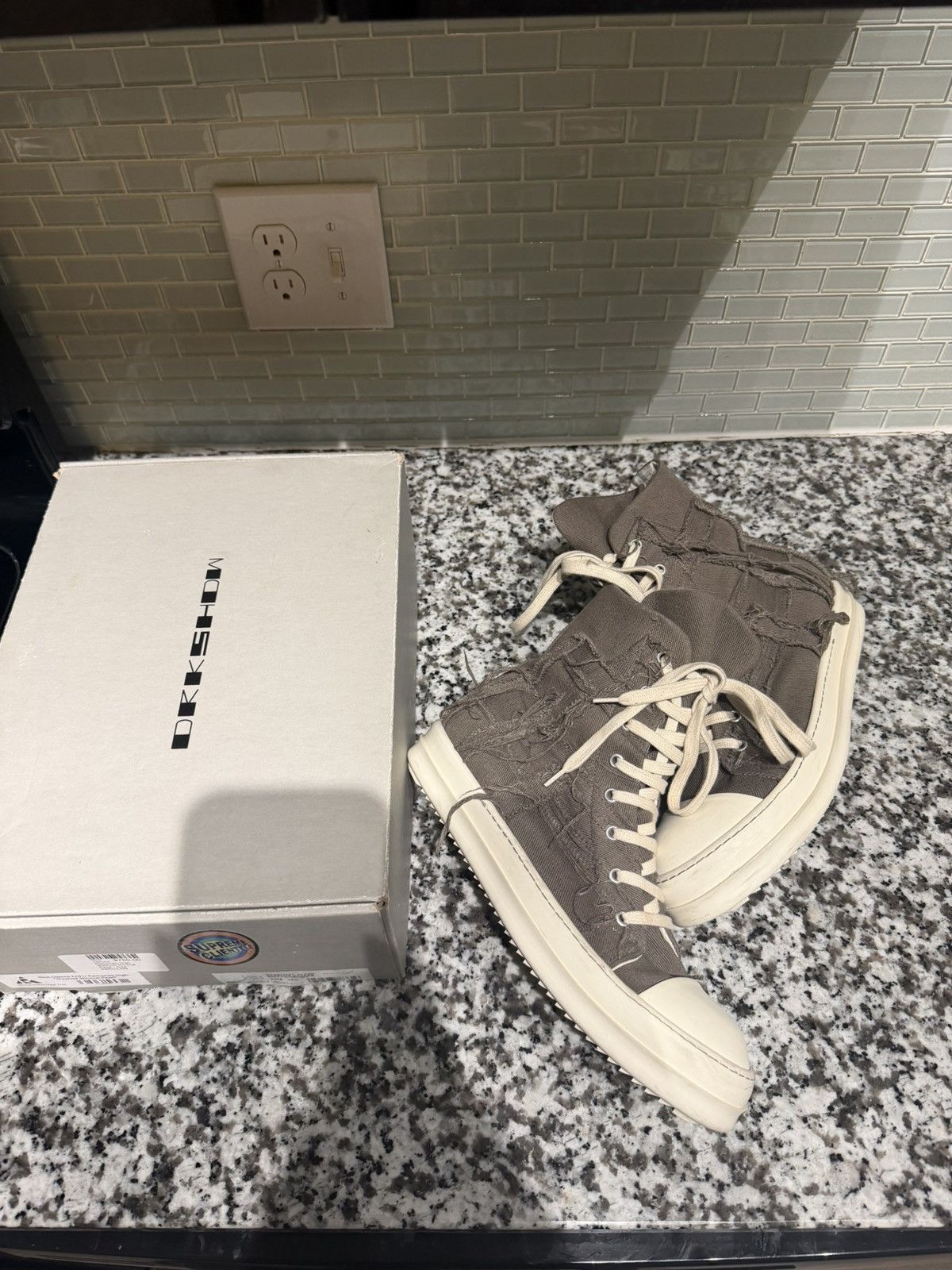 Rick Owens Rick Owens DRKSHDW distressed high-top sneakers Size US 10.5 / EU 43-44 - 2 Thumbnail