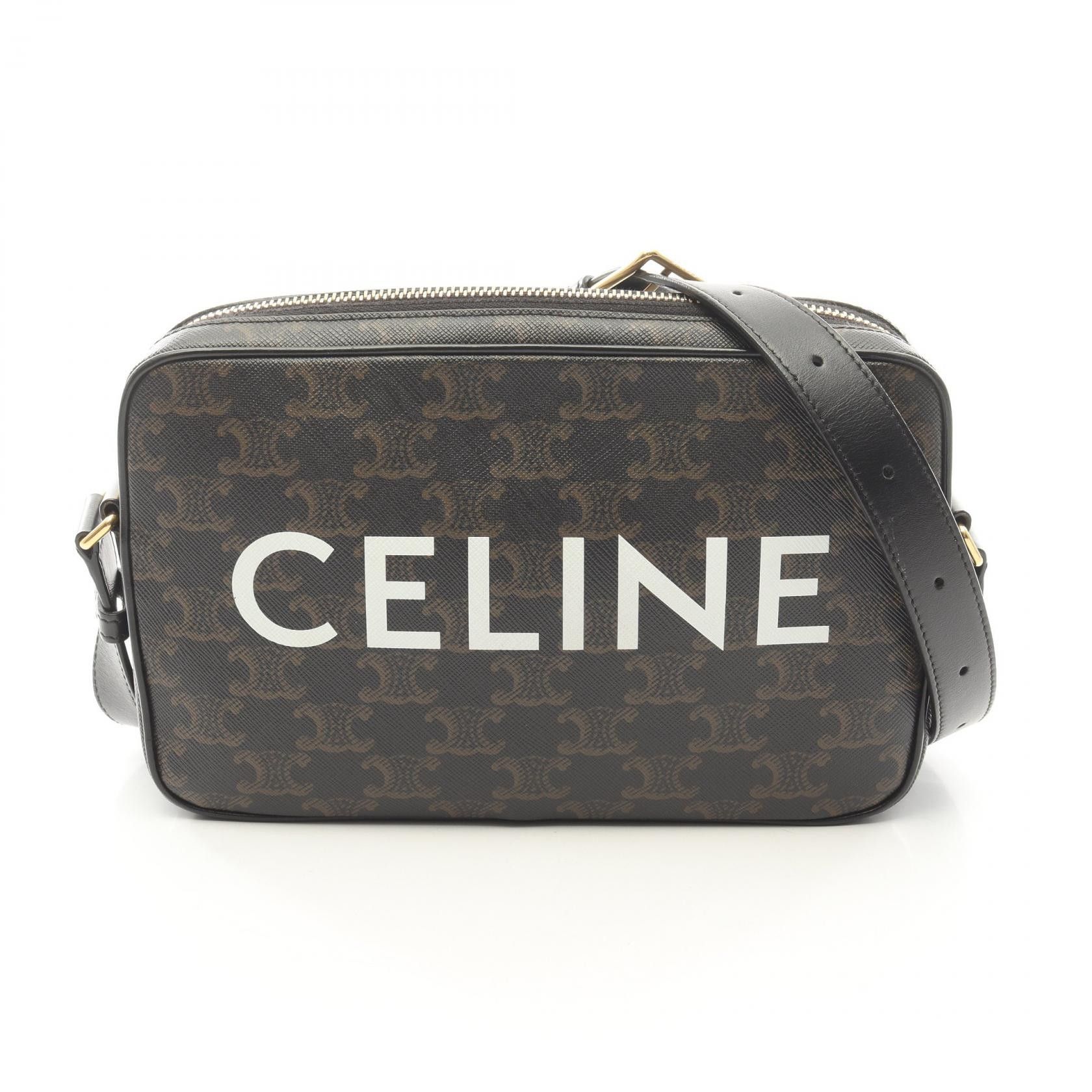 Celine Celine CELINE Triomphe Medium Messenger Coated Canvas Shoulder Bag Plastic / Synthetic Shoulder Bag 194502CIM38OG DUTY FREE for USA Size ONE SIZE - 1 Thumbnail