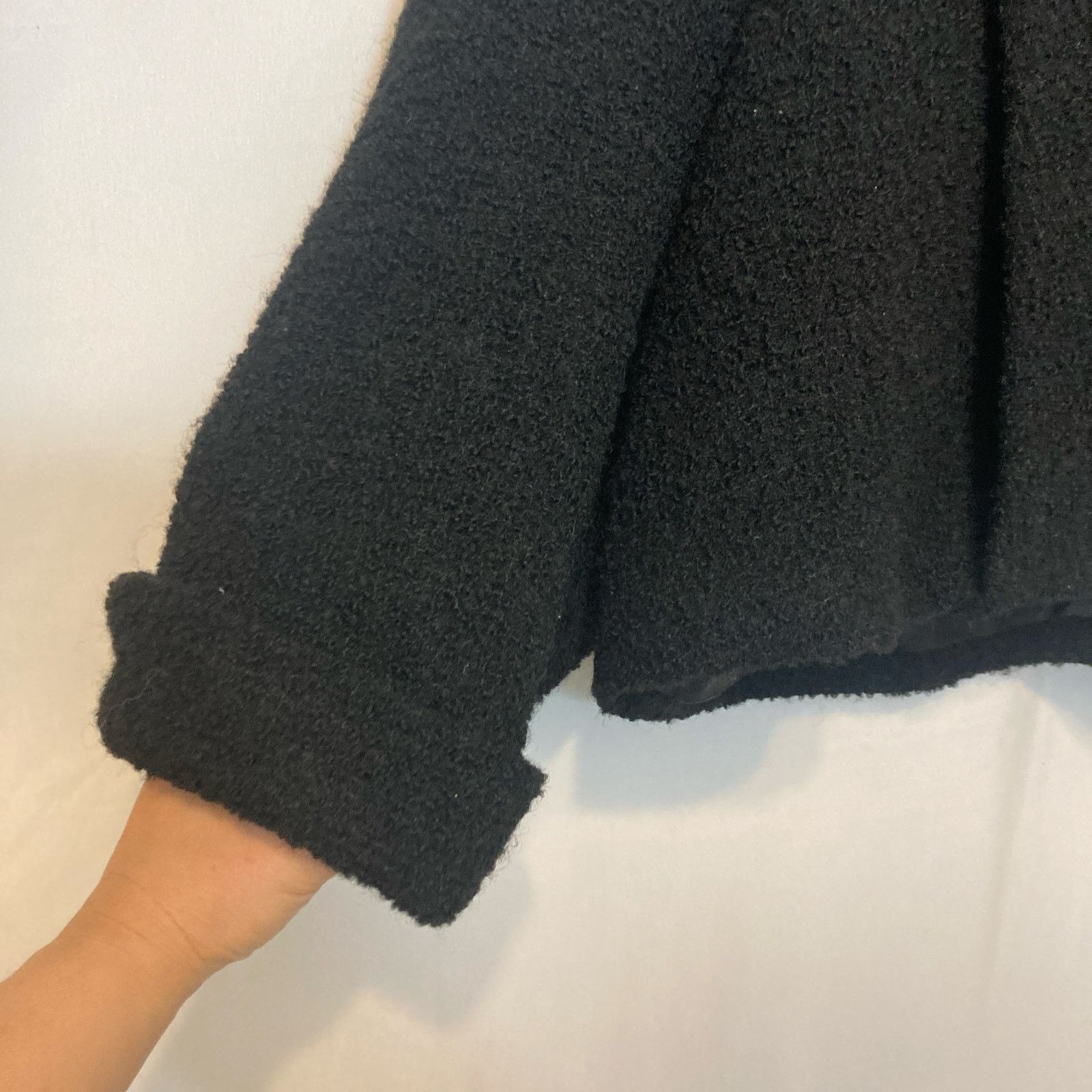 Other INC Wool Boulcé Teddy Fleece Crop Black Blazer Jacket Size S / US 4 / IT 40 - 3 Thumbnail