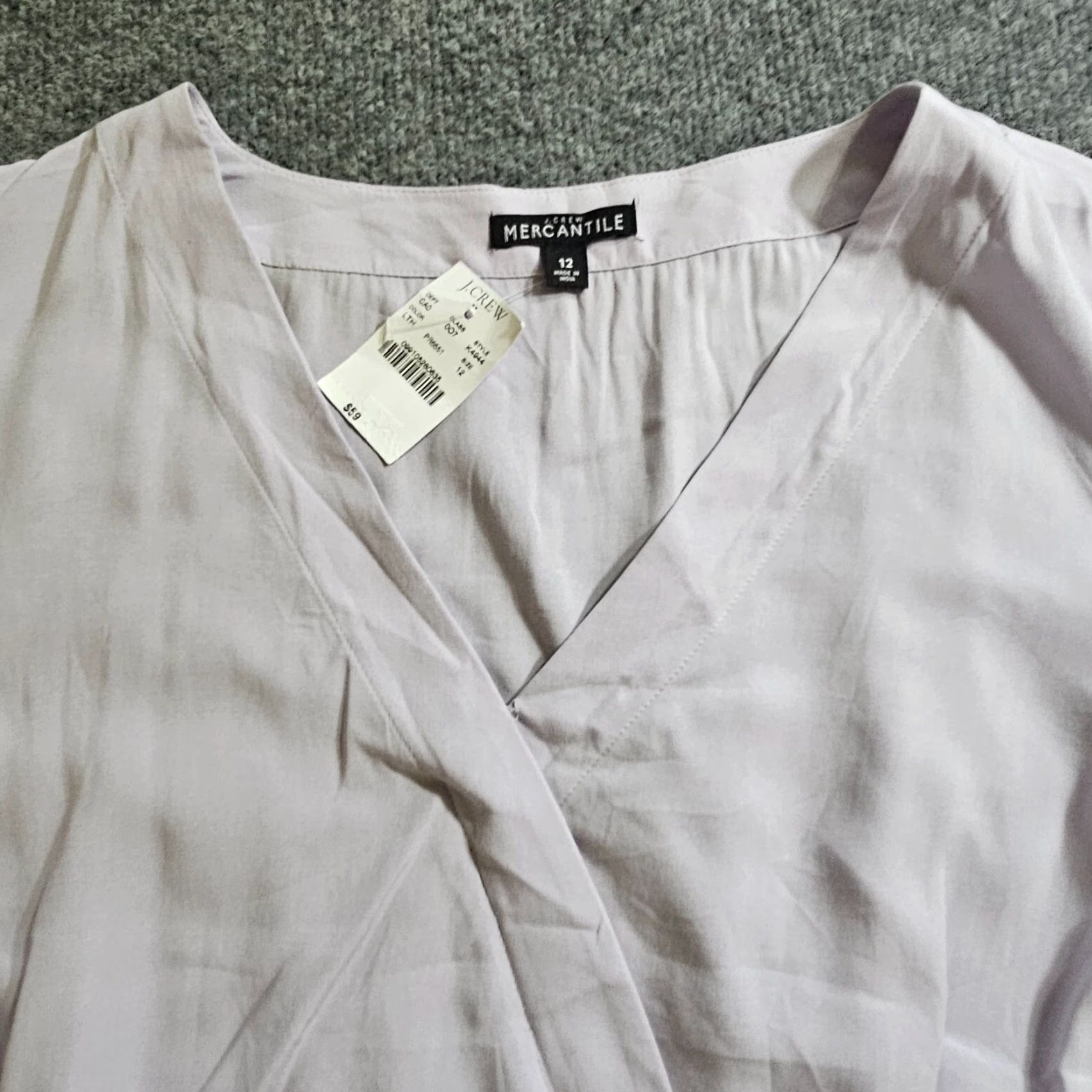 J.Crew J.CREW Blouse Shirt Womens 12 Purple Faux Wrap Deep V Long Sleeve Belted Size XL / US 12-14 / IT 48-50 - 2 Thumbnail