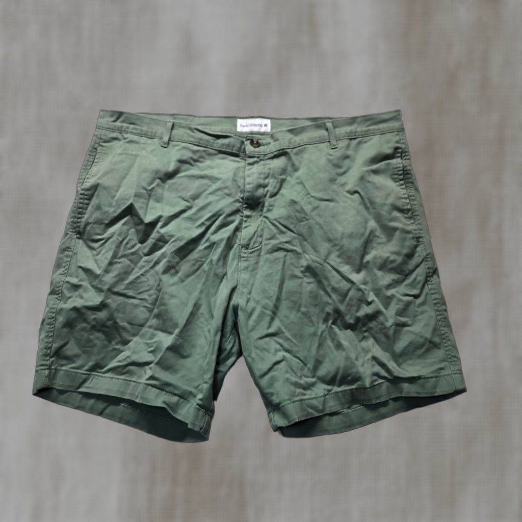 Vintage Saddlebred Mens Chino Shorts Flat Front Green 42 Casual Pockets Zipper Fly Cotton Size US 42 / EU 58 - 1 Thumbnail