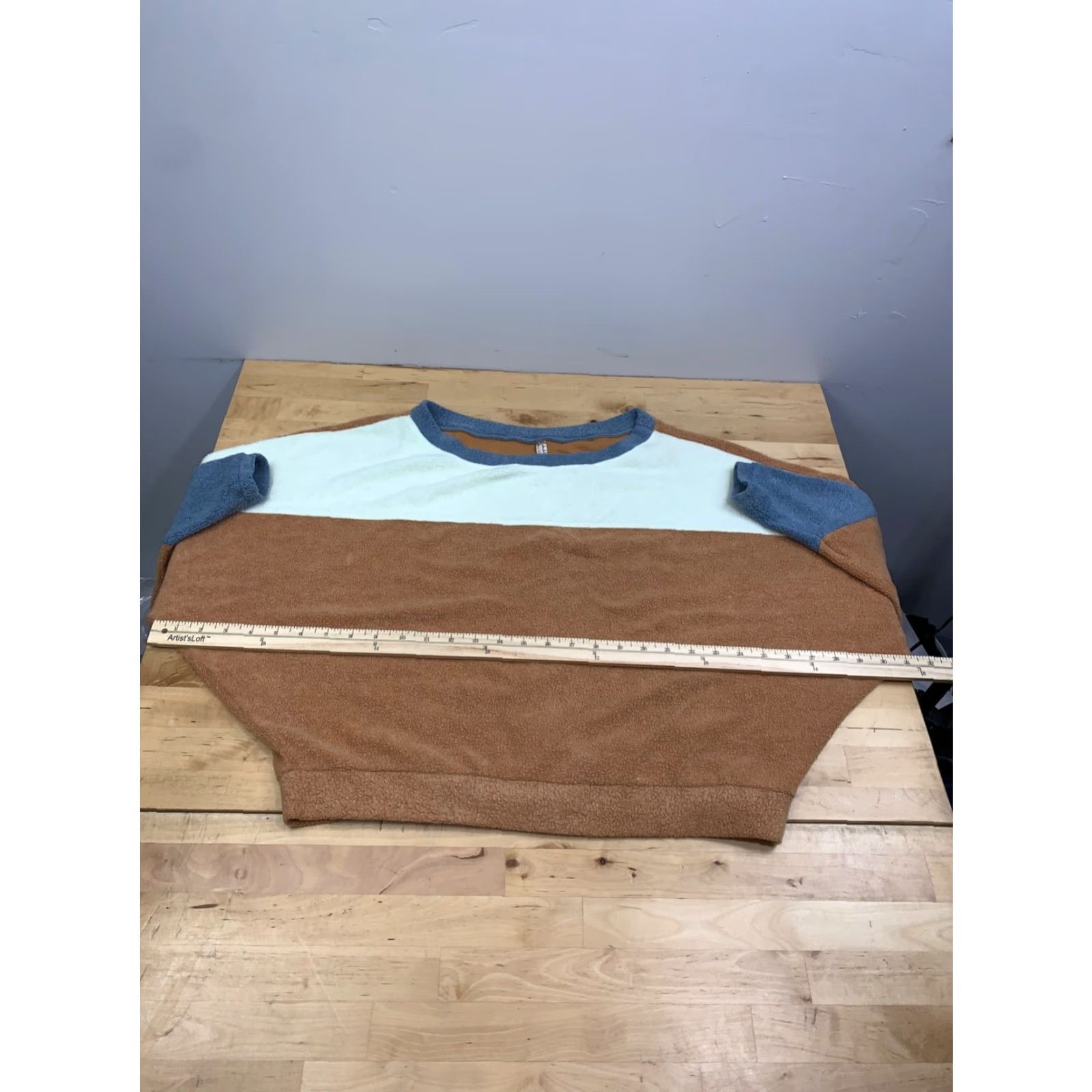 Free People Free People Blue Fleece Pullover Womens XS Boho Oversized 12884 Size XS / US 0-2 / IT 36-38 - 4 Thumbnail