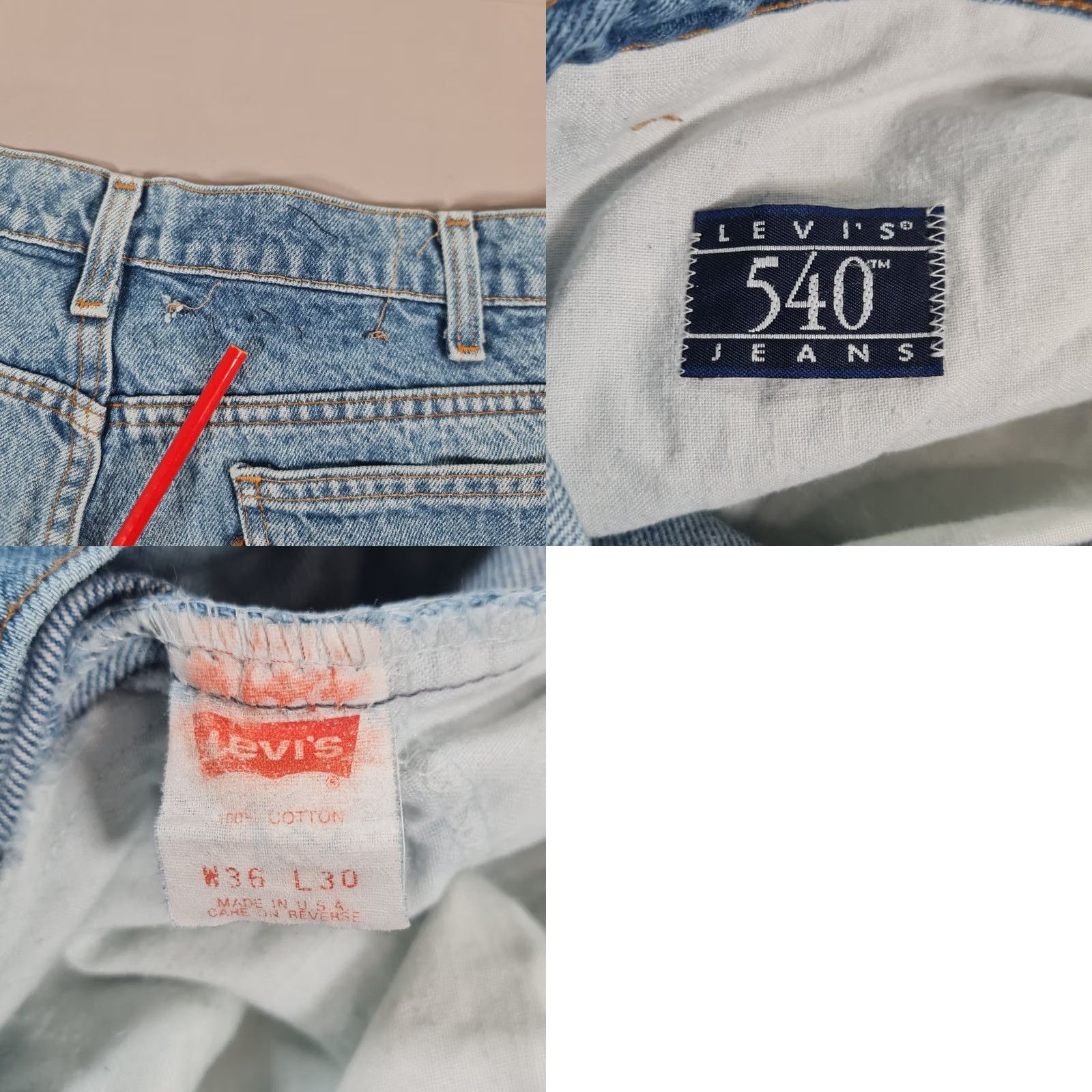 Levi's VINTAGE Levi's 540 Jeans Blue W36 L30 Relaxed Fit Leather Tab USA Made Jeans Mens 90s Size US 36 / EU 52 - 8 Thumbnail