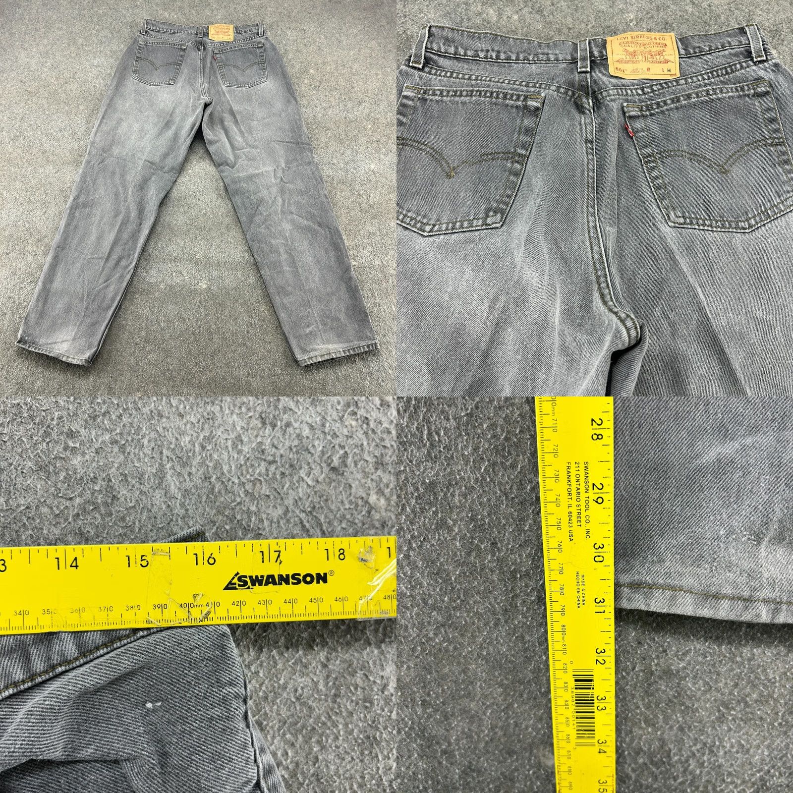 Levi's VINTAGE Levi's 561 Jeans Women 14 Black Light Wash Distressed 90s USA Retro Straight Jeans Mens? Women? Size 36" / US 14 / IT 50 - 9 Thumbnail