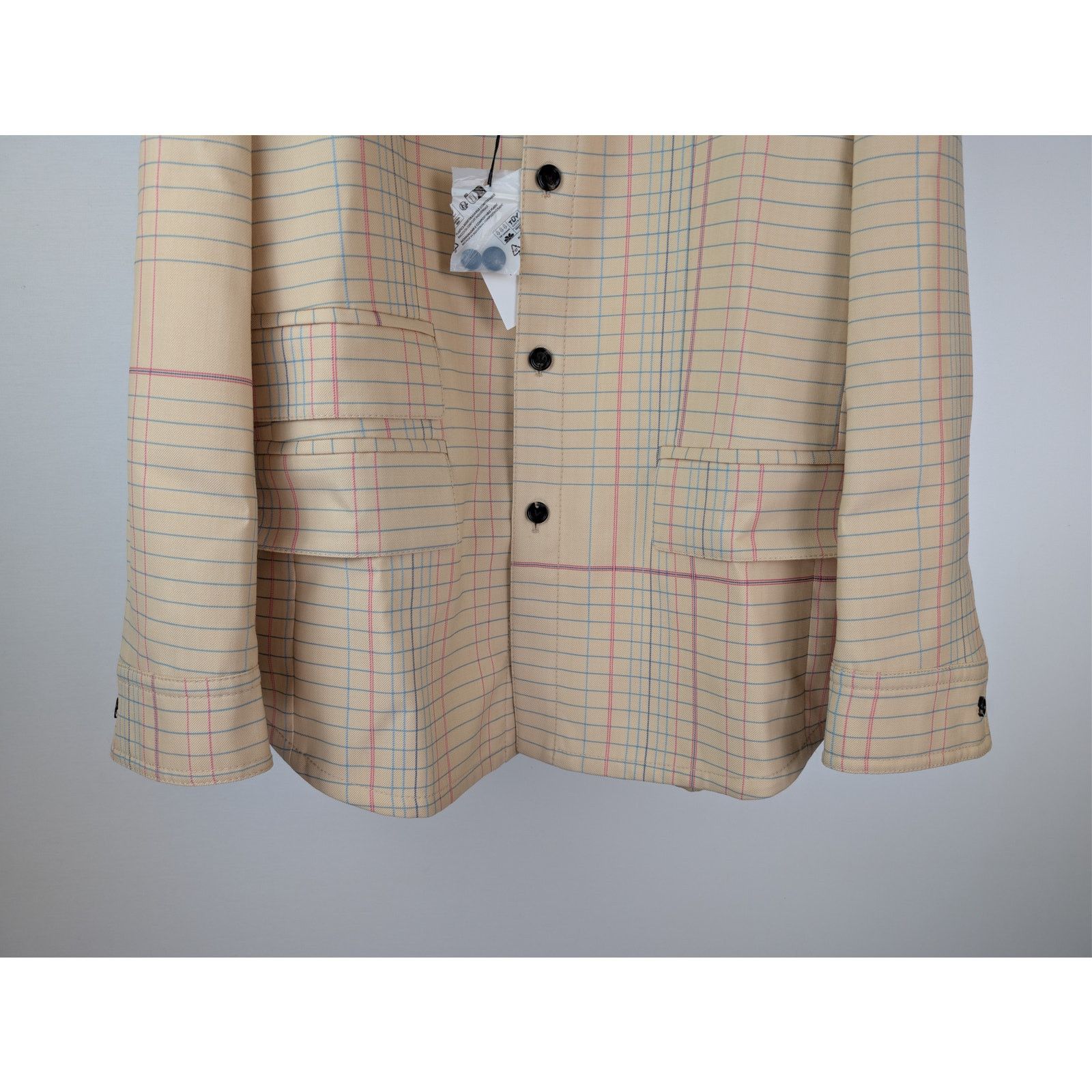 Bottega Veneta o1rshd1 Notebook Wool Twill Jacket in Beige / Pink / Blue 52 Size US L / EU 52-54 / 3 - 4 Thumbnail