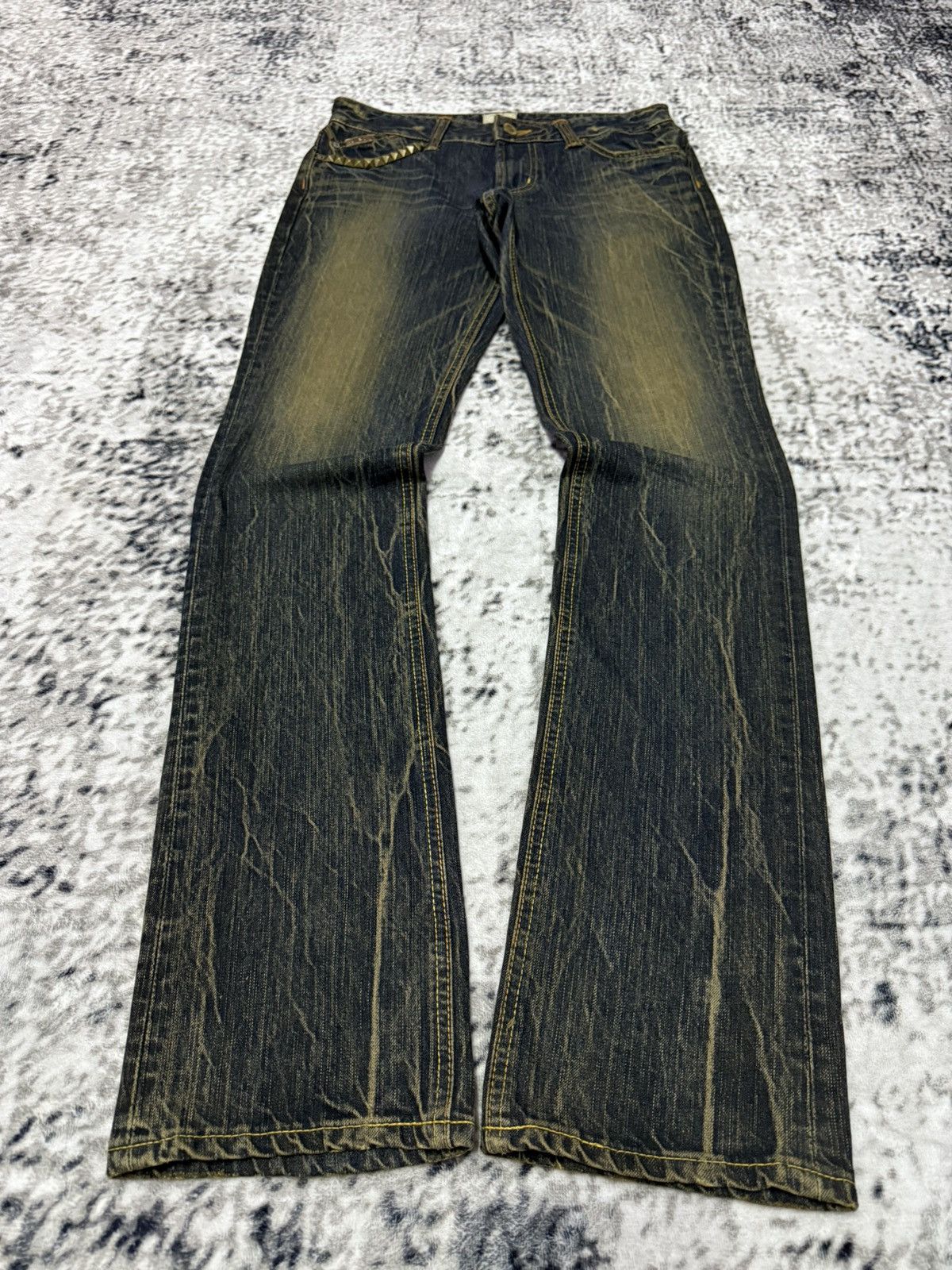 Junya Watanabe Vintage Edwin Venus Mud Wash Studded Flare Jeans Low Rise Size US 28 / EU 44 - 1 Thumbnail