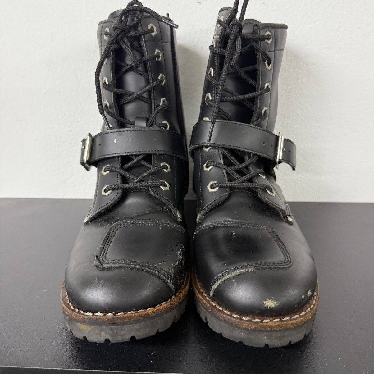 Dirk Bikkembergs Avirex Yamato Slang Belted Leather Combat Biker Boots Size US 7 / EU 40 - 3 Thumbnail