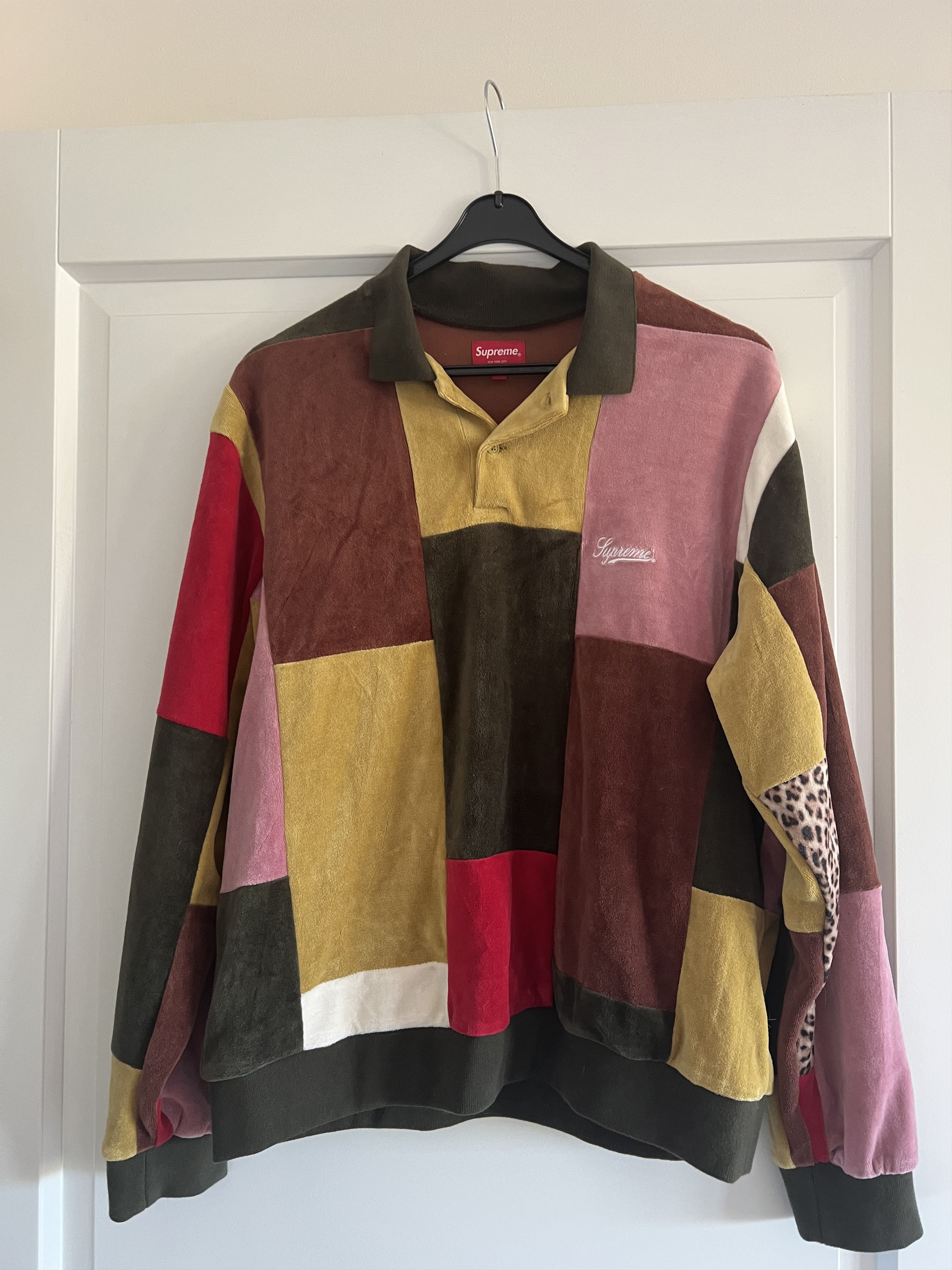 Supreme Supreme Patchwork Velour Longsleeve Polo Fall 2020 | Grailed