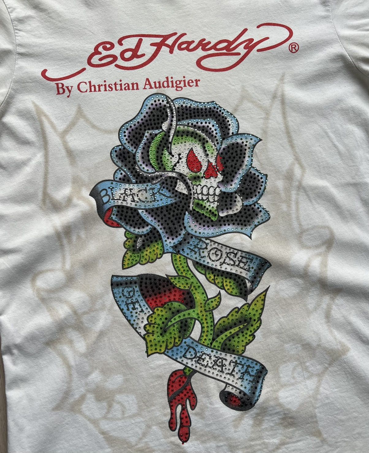 Christian Audigier × Ed Hardy × Vintage Ed Hardy by Christian Audigier Black Rose of Death T-Shirt Size US XL / EU 56 / 4 - 3 Thumbnail