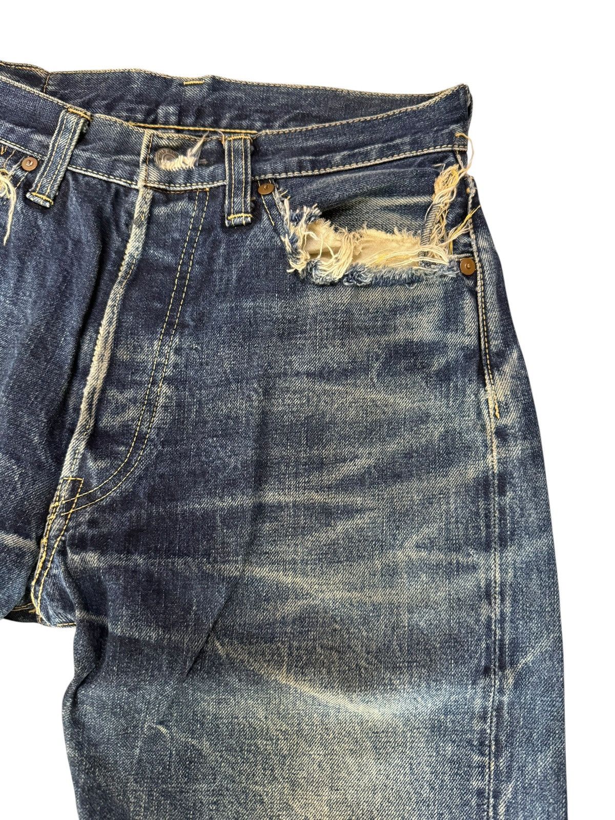 Japanese Brand DENIM PORKY’S JAPAN REDLINE SELVEDGE DISTRESSED JEANS Size US 27 - 6 Thumbnail