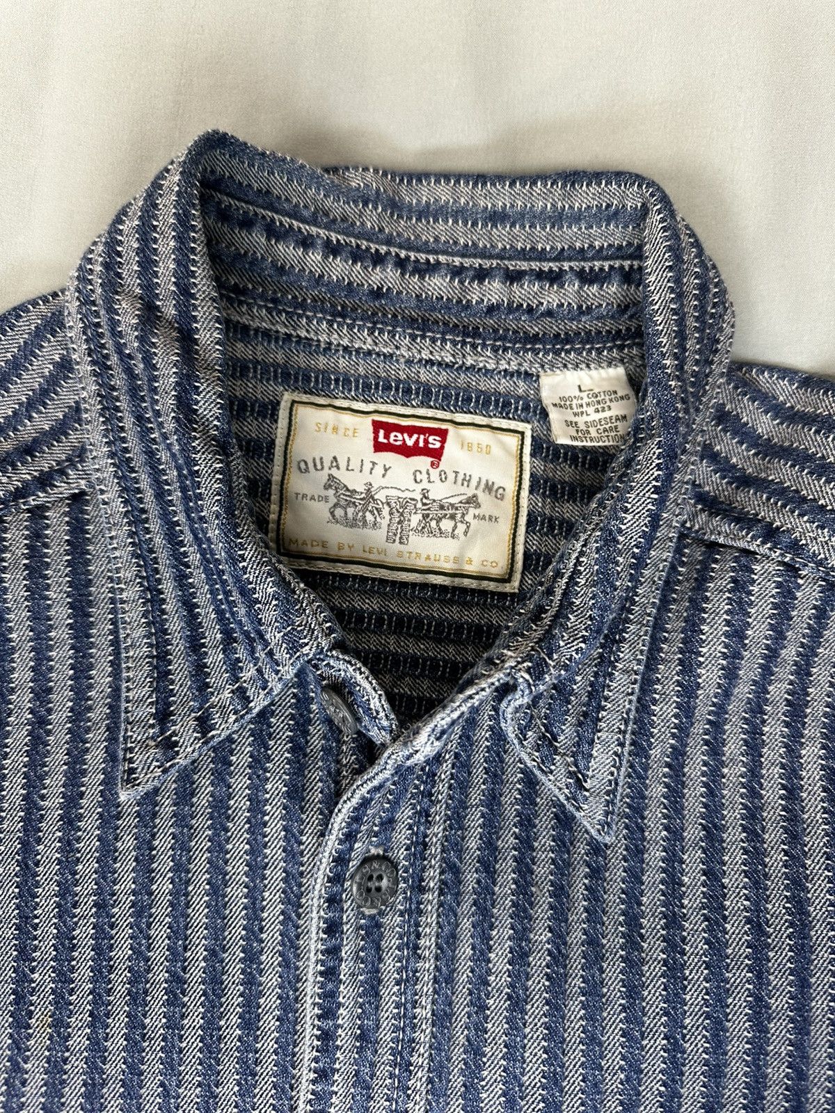 Levi's Vinatage Blue Levi striped shirt Size US L / EU 52-54 / 3 - 3 Thumbnail
