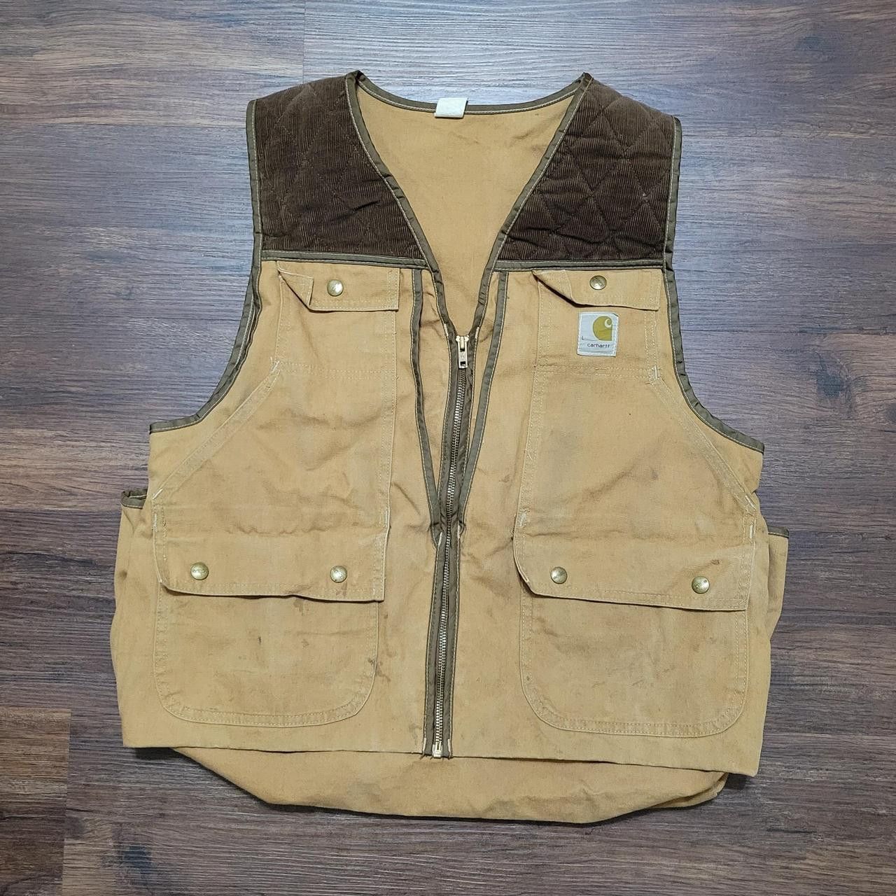 Vintage Vintage 1970s Carhartt Tan Canvas Zip Up Outdoor Hunting Ves ...