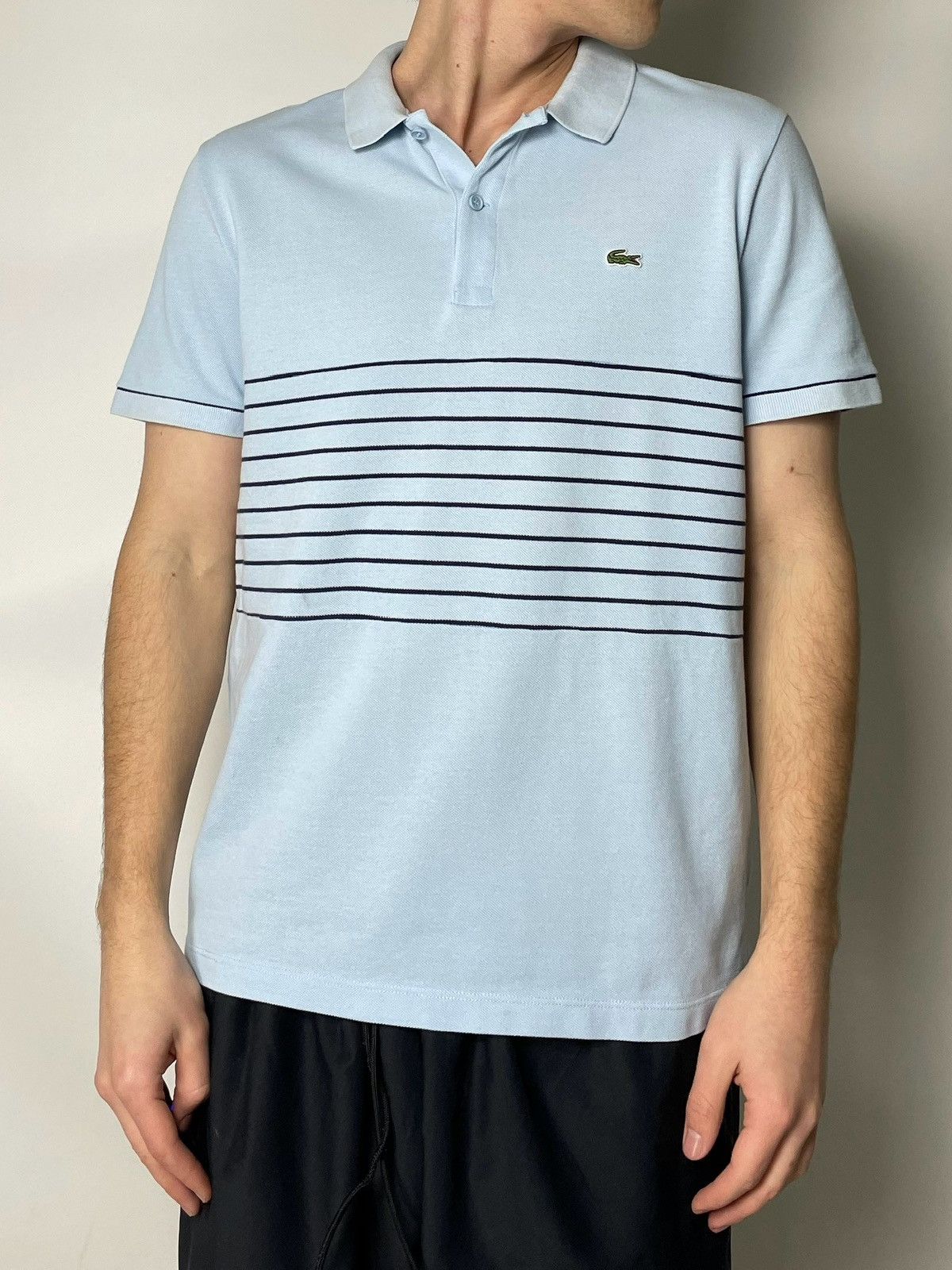 Lacoste Lacoste Vintage Size L 🦋 Striped Blue Golf Polo Tee t shirt Size US L / EU 52-54 / 3 - 2 Thumbnail