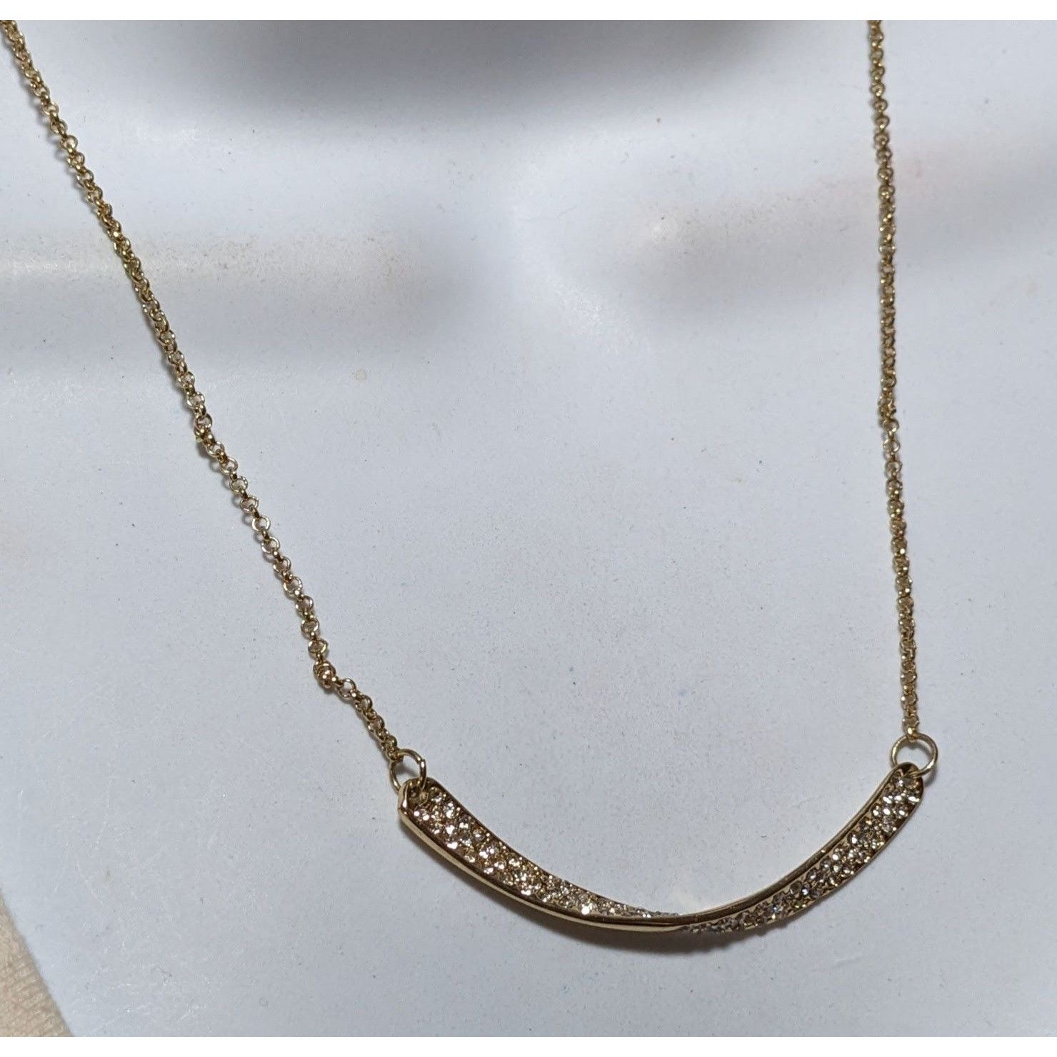Other Sparkly Glam Gold Rhinestone Twisted Bar Necklace Size ONE SIZE - 9 Thumbnail