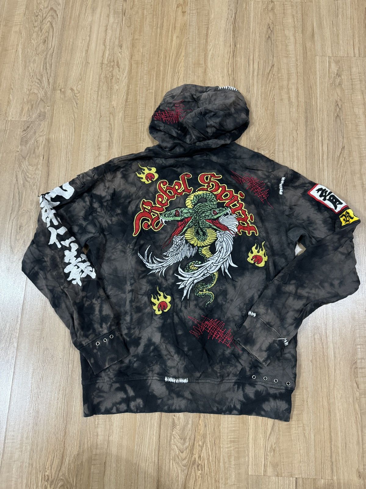If Six Was Nine REBEL SPIRIT TIE DYE EMBROIDERY ZIPPER HOODIE Size US L / EU 52-54 / 3 - 5 Thumbnail