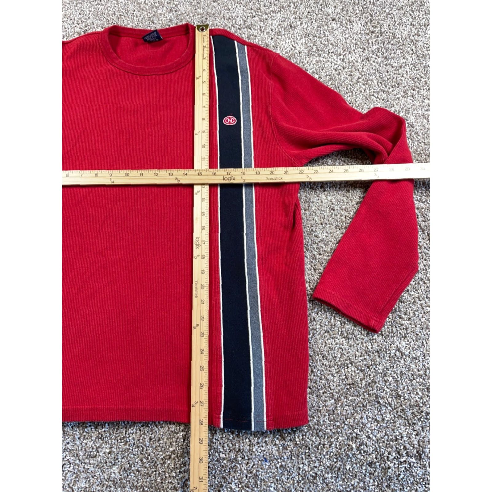 Nautica VINTAGE Nautica Ribbed Sweater Adult Large Red Striped Knit Pullover Casual Hipster Mens Size US L / EU 52-54 / 3 - 5 Thumbnail