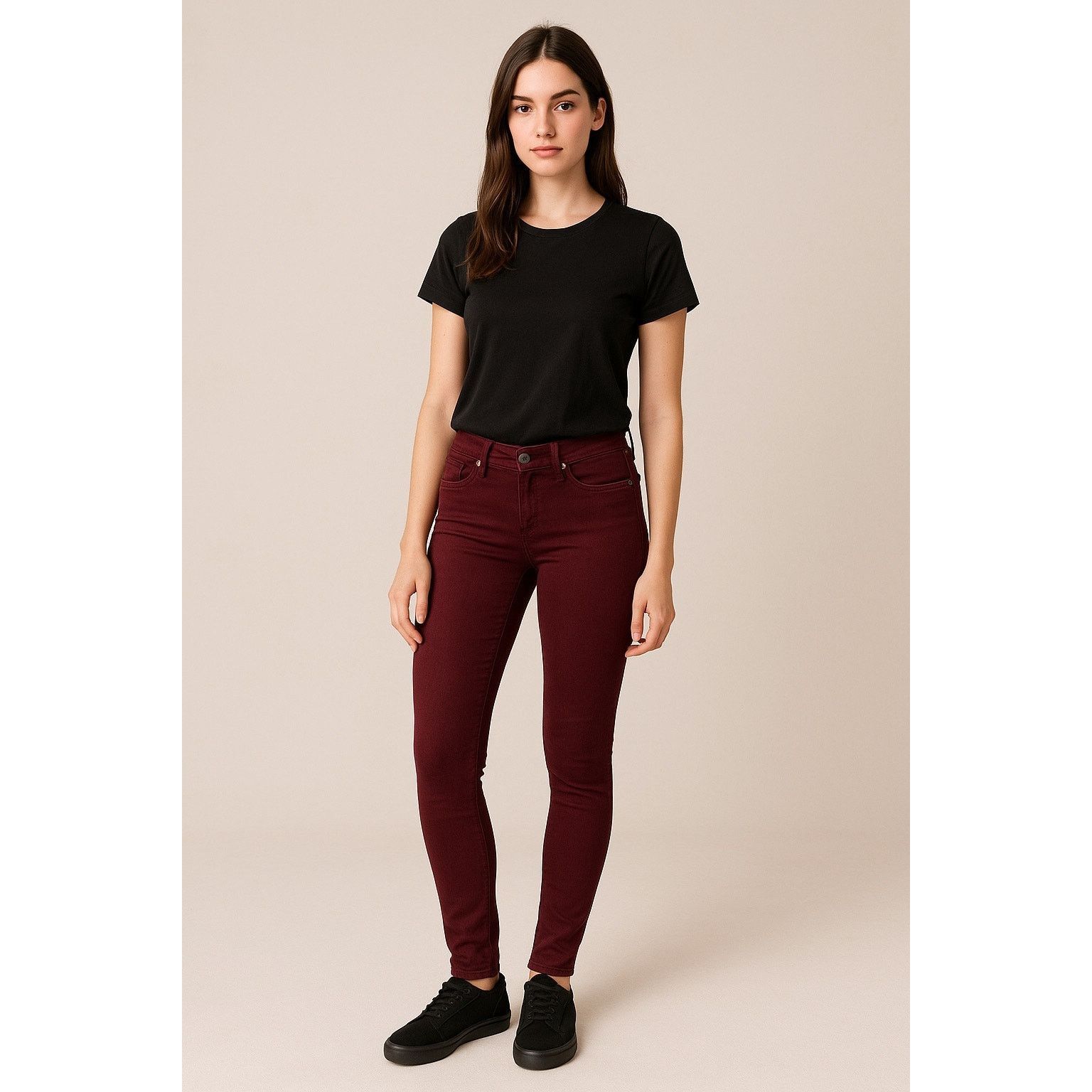Miss Me Y2K Garnet Burgundy Skinny Jeans Mid Rise Miss Me Size 26 Size 26" / US 2 / IT 38 - 1 Thumbnail