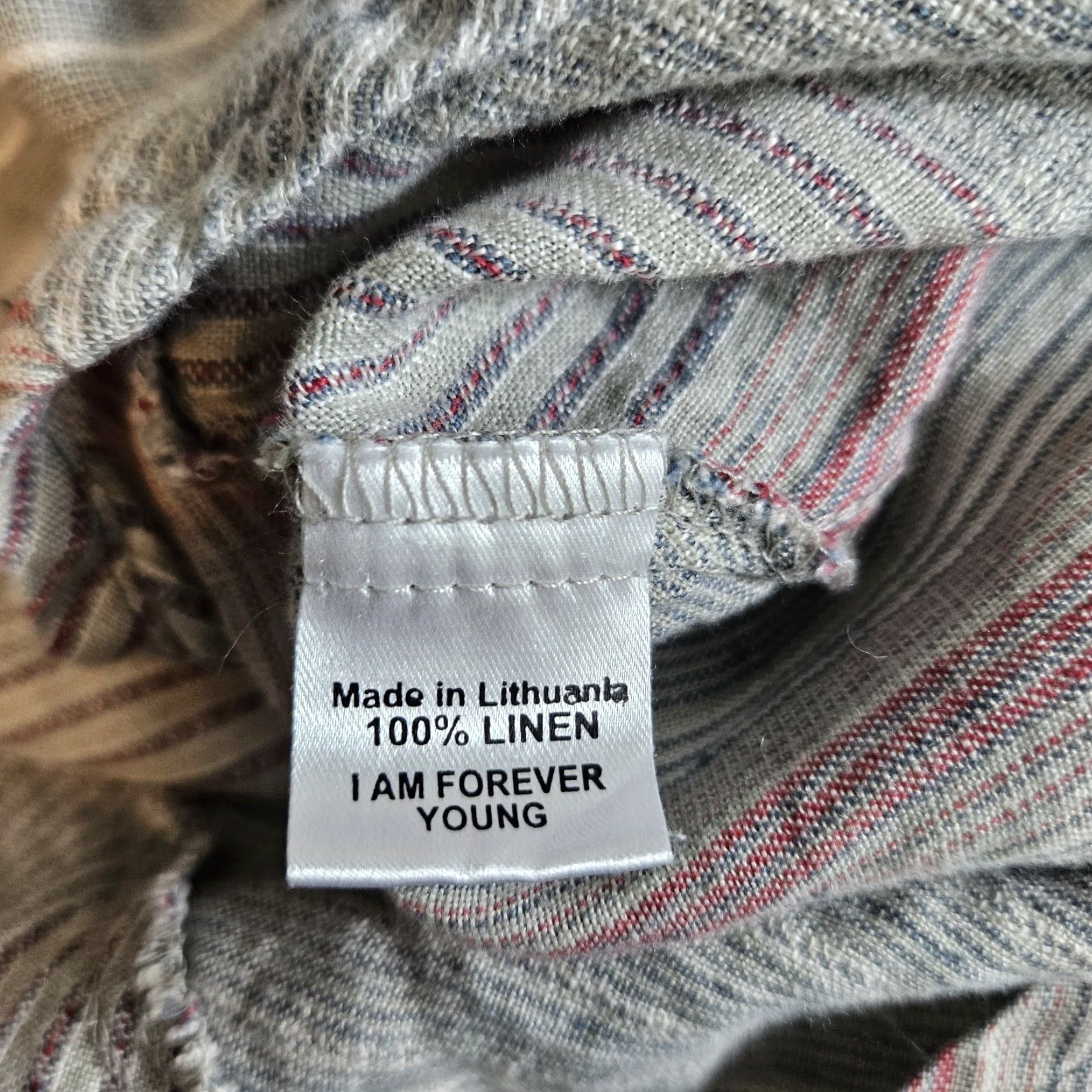 FLAX Flax Tank Top Womens L Gray Red Stripe Scoop Neck Linen Sleeveless Pullover Handmade: No Size L / US 10 / IT 46 - 4 Thumbnail