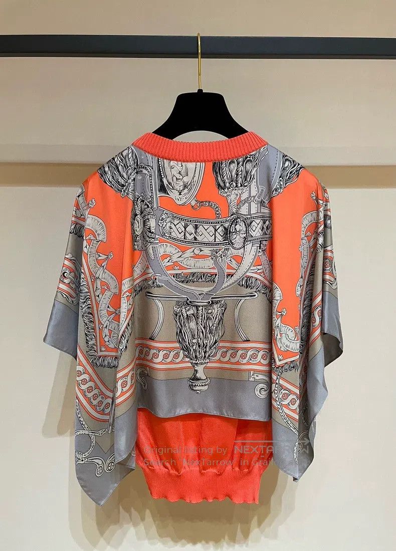 Hermes Hermes Silk Fabric Fake Two-Piece Scarf Knit Top Size XS / US 0-2 / IT 36-38 - 6 Thumbnail