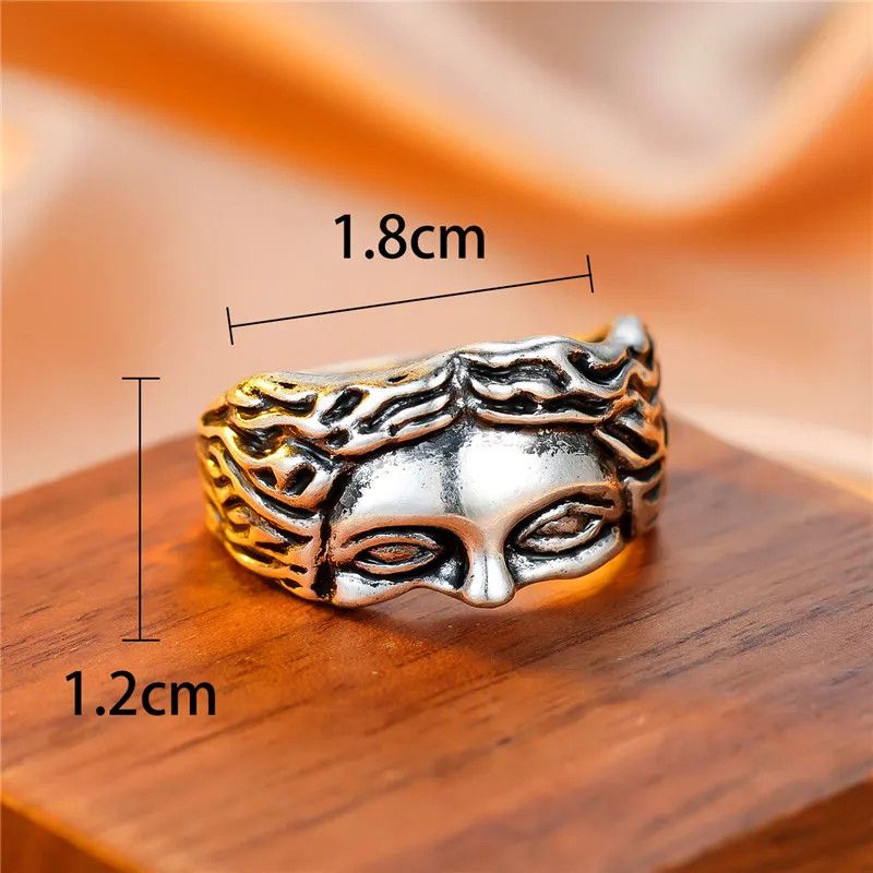 Jewelry Unique Female Metal Face Finger Ring Size ONE SIZE - 3 Thumbnail