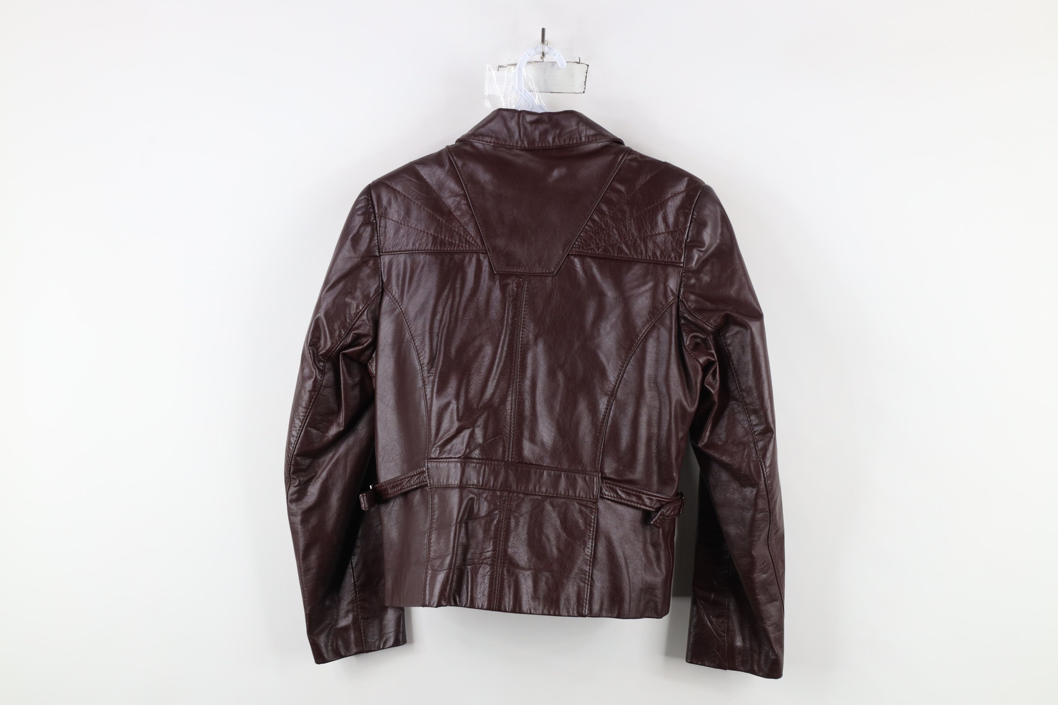 Vintage Vintage 80s 90s Streetwear Buckle Leather Jacket Oxblood Size L / US 10 / IT 46 - 12 Thumbnail