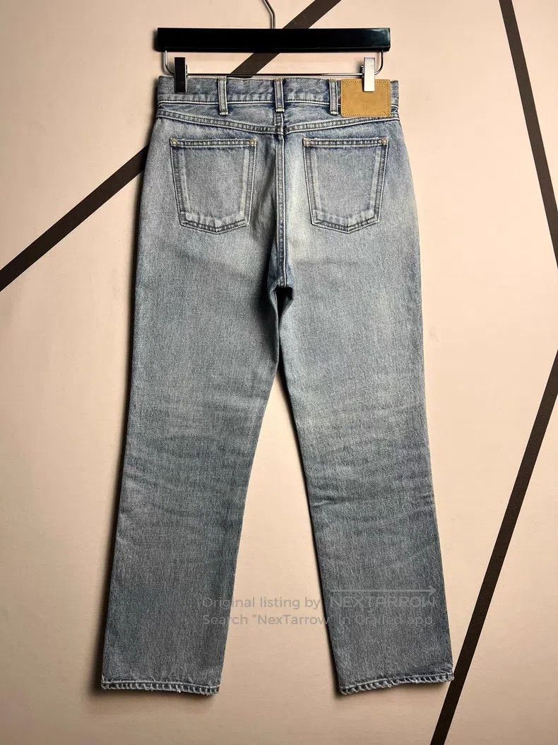 Celine CELINE Single Knee Slash Destroyed Light Blue Washed Strai Size US 27 - 2 Thumbnail