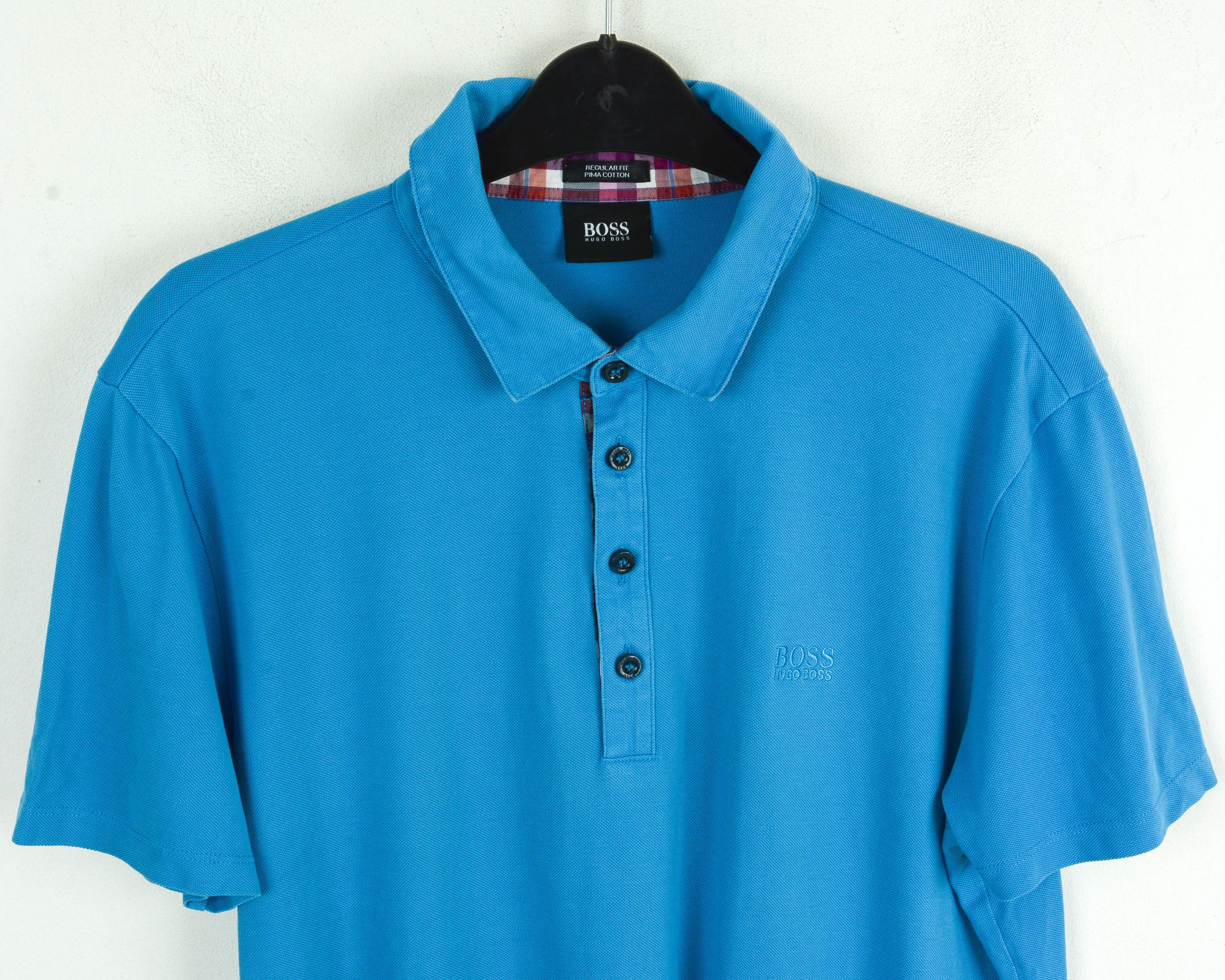 Hugo Boss HUGO BOSS Mens L Polo Shirt Short Sleeve Blue Summer Casual Size US L / EU 52-54 / 3 - 2 Thumbnail