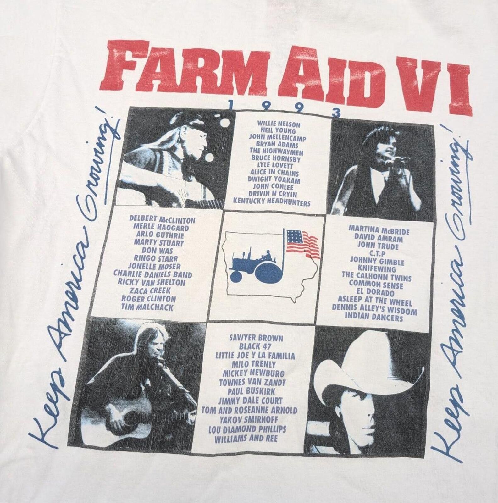 Vintage Vintage 1993 Farm Aid VI Concert T-shirt Alice in Chains Size US M / EU 48-50 / 2 - 2 Thumbnail