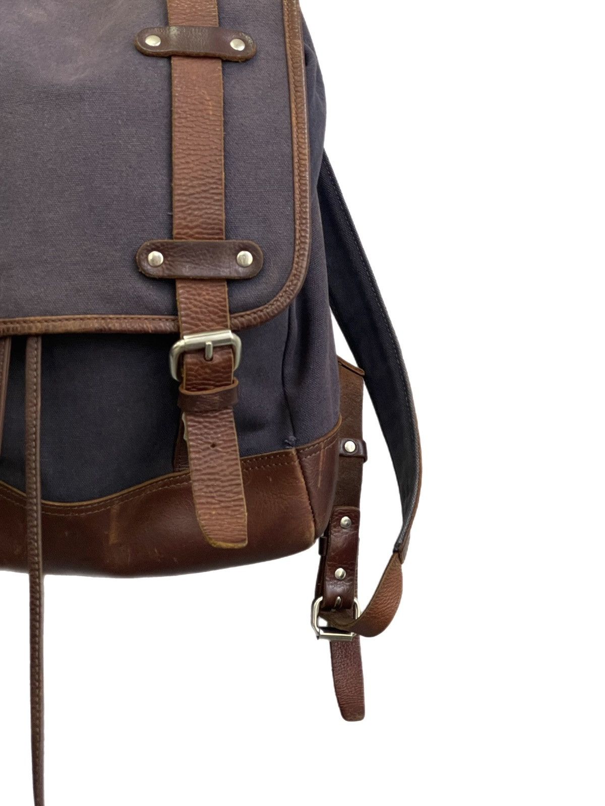 Japanese Brand Diesel style canvas leather backpack Y2K explorer style 90s Size ONE SIZE - 7 Thumbnail