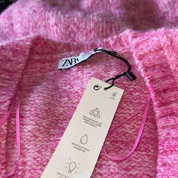 Zara NWT ZARA V NECK BUBBLE GUM PINK CHUNKY SWEATER MEDIUM WOOL Size M / US 6-8 / IT 42-44 - 6 Thumbnail