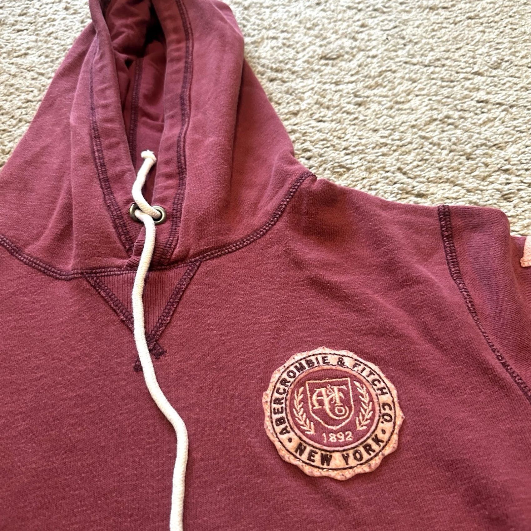 Abercrombie & Fitch VINTAGE Abercrombie & Fitch Hoodie Mens M Red Pullover Grunge Skater Y2K Embroidered Logo Pockets Hooded Size US M / EU 48-50 / 2 - 2 Thumbnail